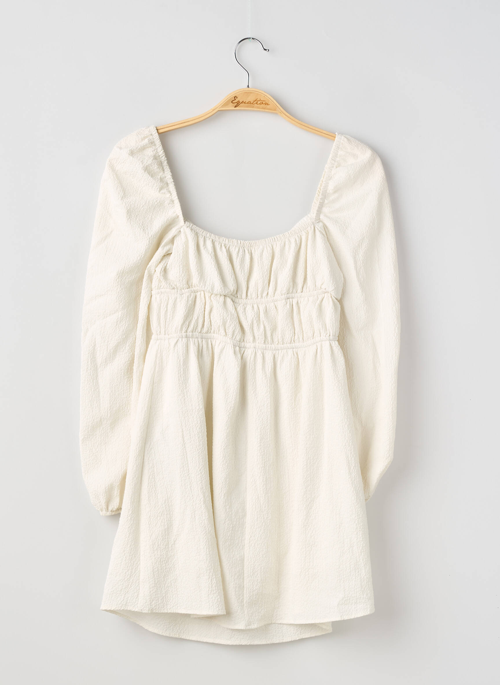 Rochie scurtă croială evazată mâneci lungi alb BERSHKA femeie