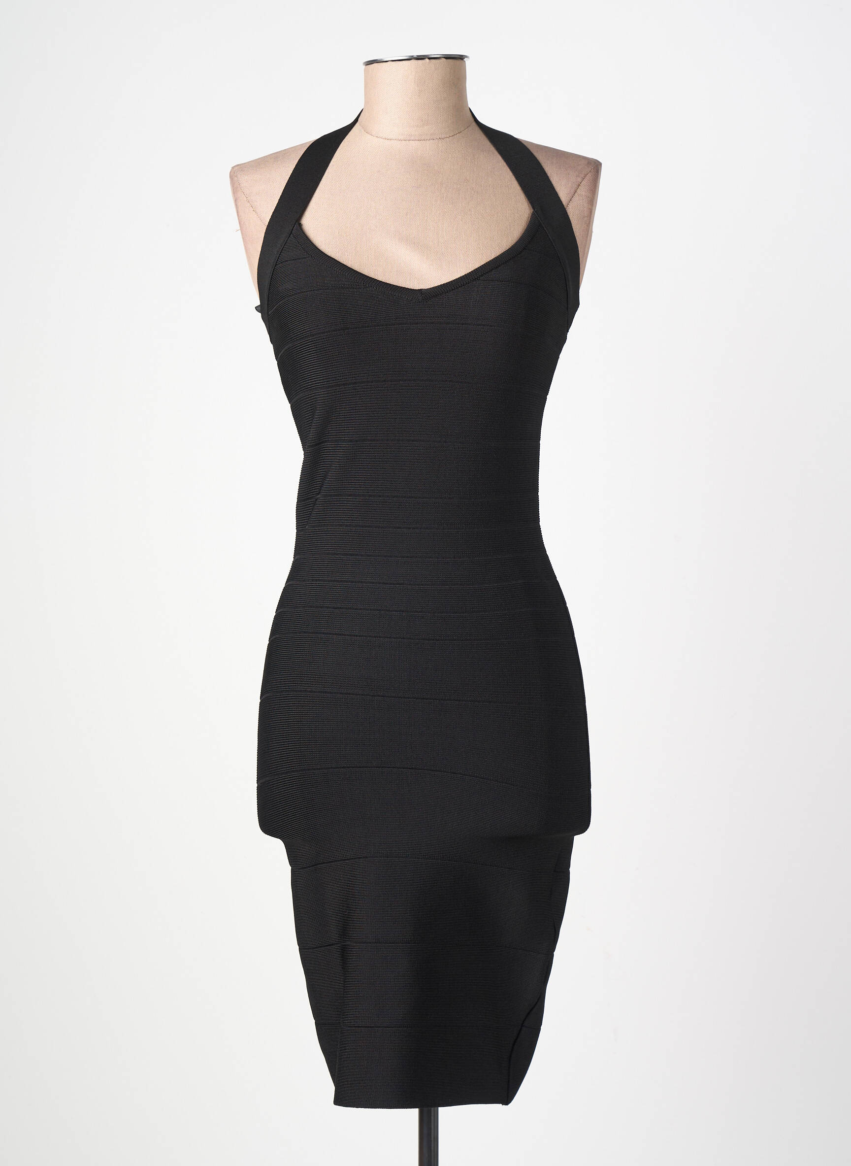 Rochie scurtă croială cambrată bretele subțiri negru BEBE femeie