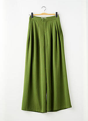 Pantalon larg țesătură crep talie înaltă verde FASHION NOVA femeie