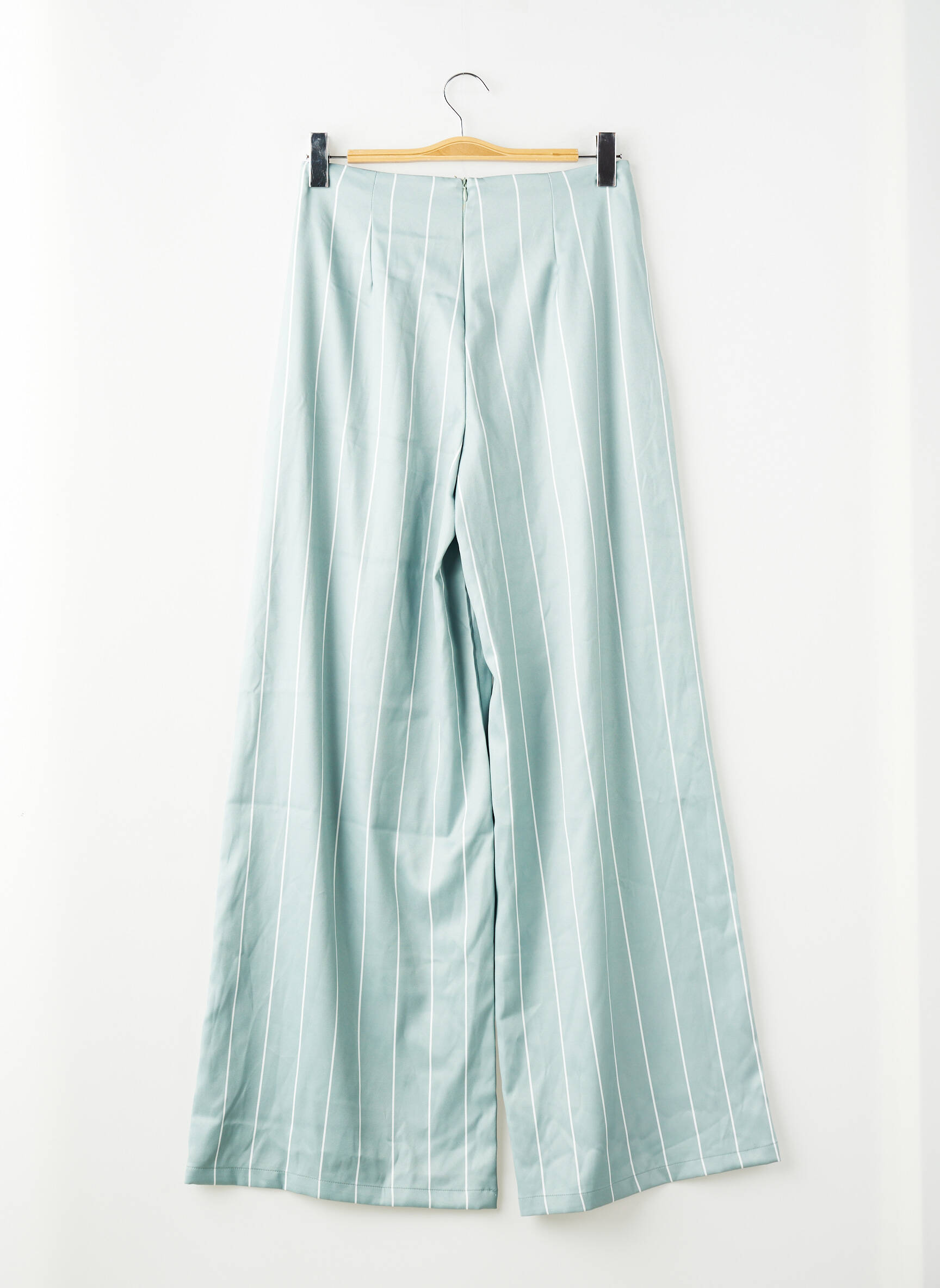 Pantalon larg țesătură crep talie înaltă verde FASHION NOVA femeie