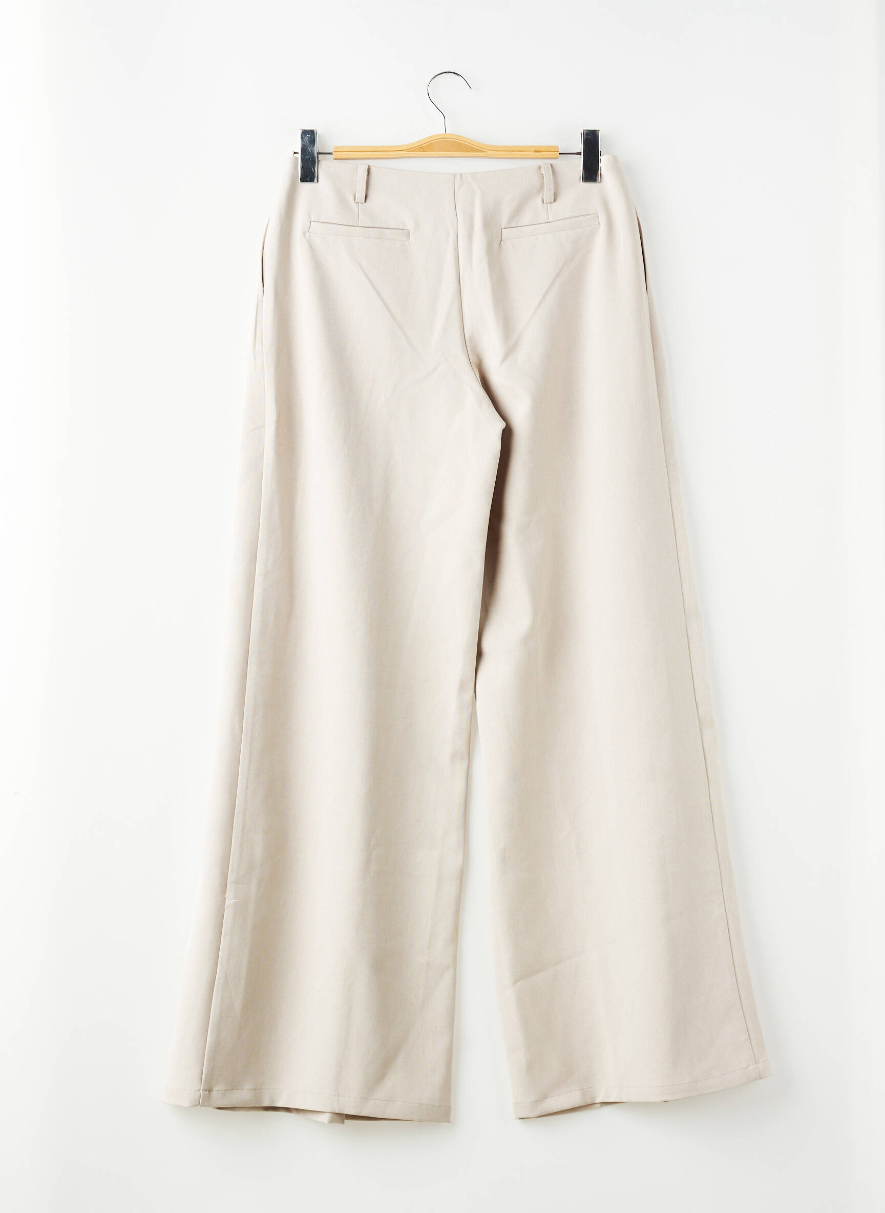 Pantalon larg țesătură poplin talie înaltă bej FASHION NOVA femeie