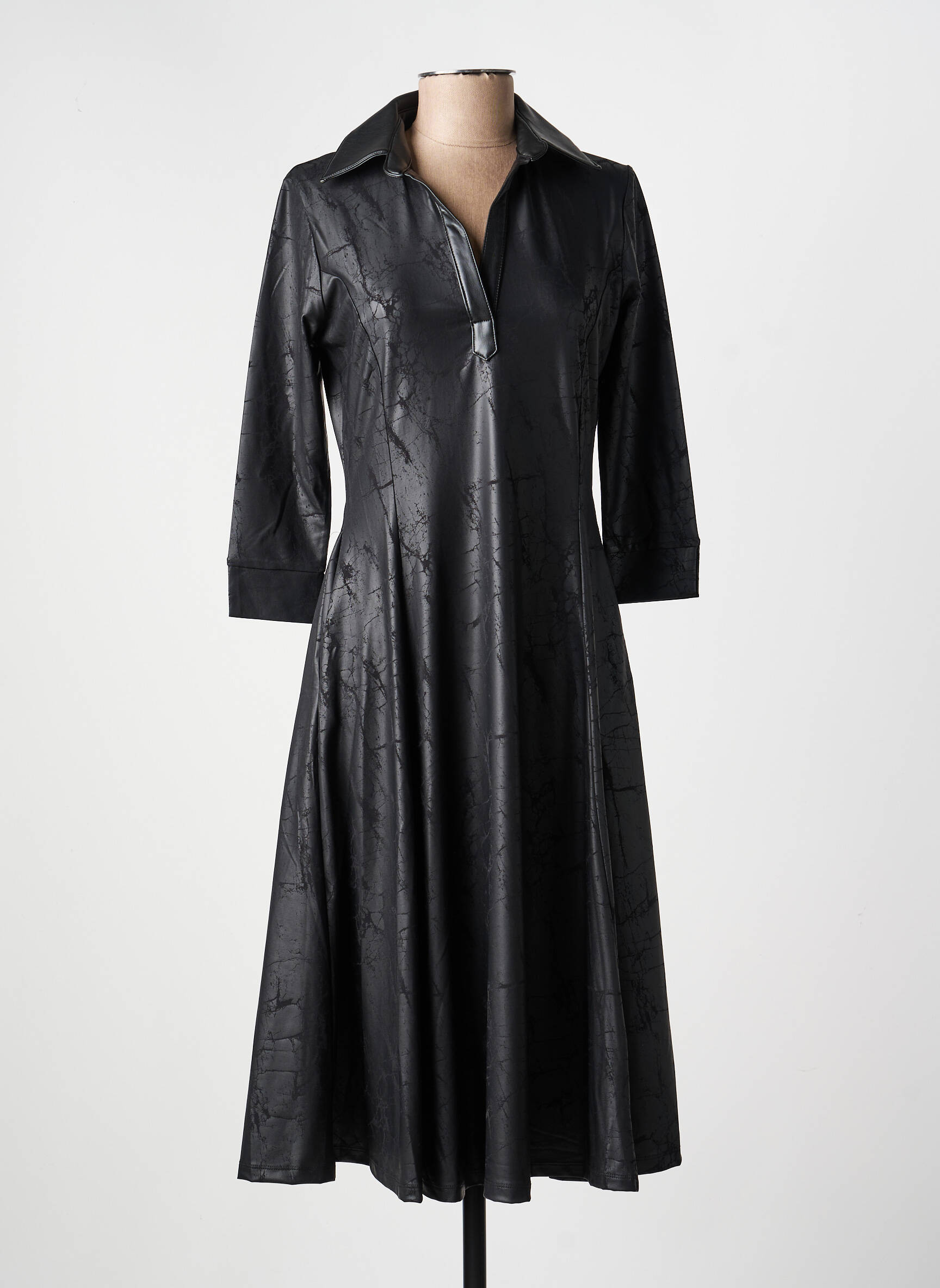 Rochie midi mâneci lungi mâneci lungi negru KOZAN femeie