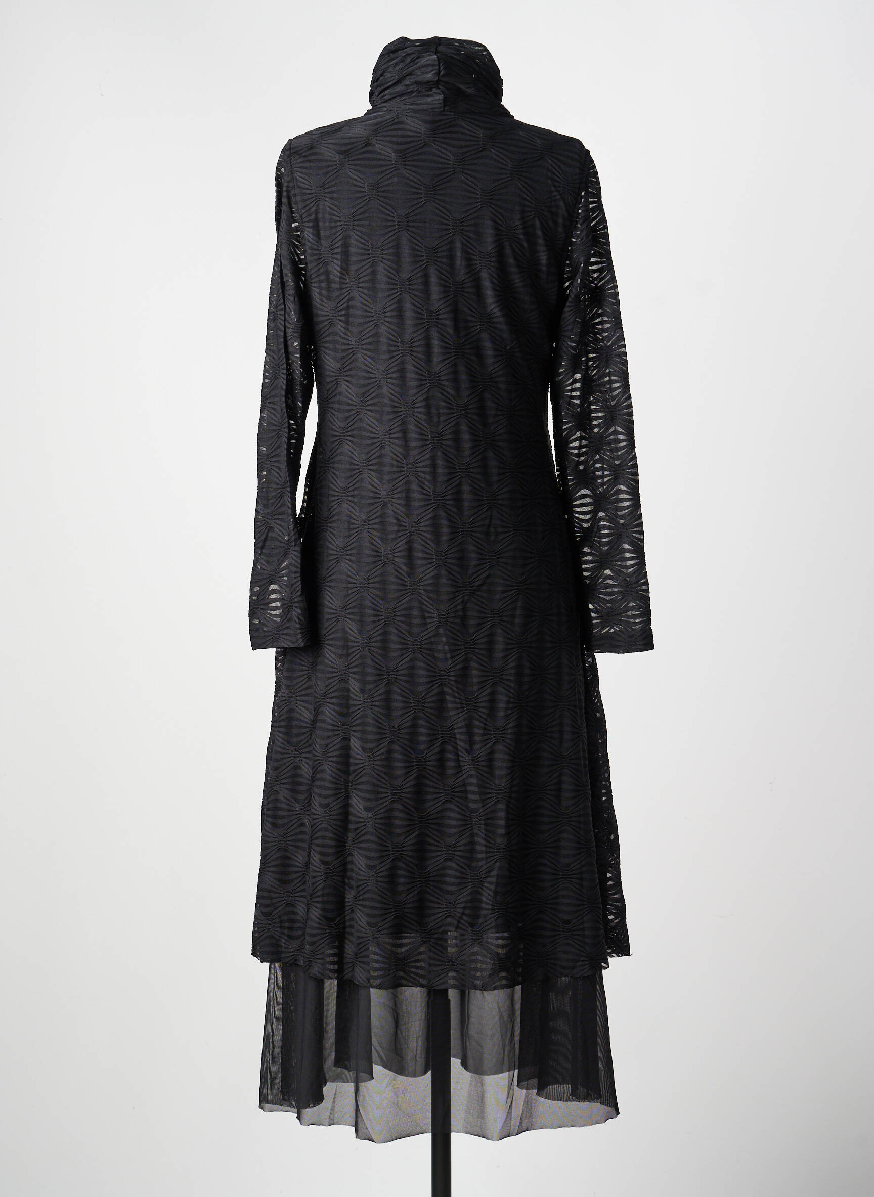 Rochie lungă imprimeu fantezie mâneci lungi negru KOZAN femeie