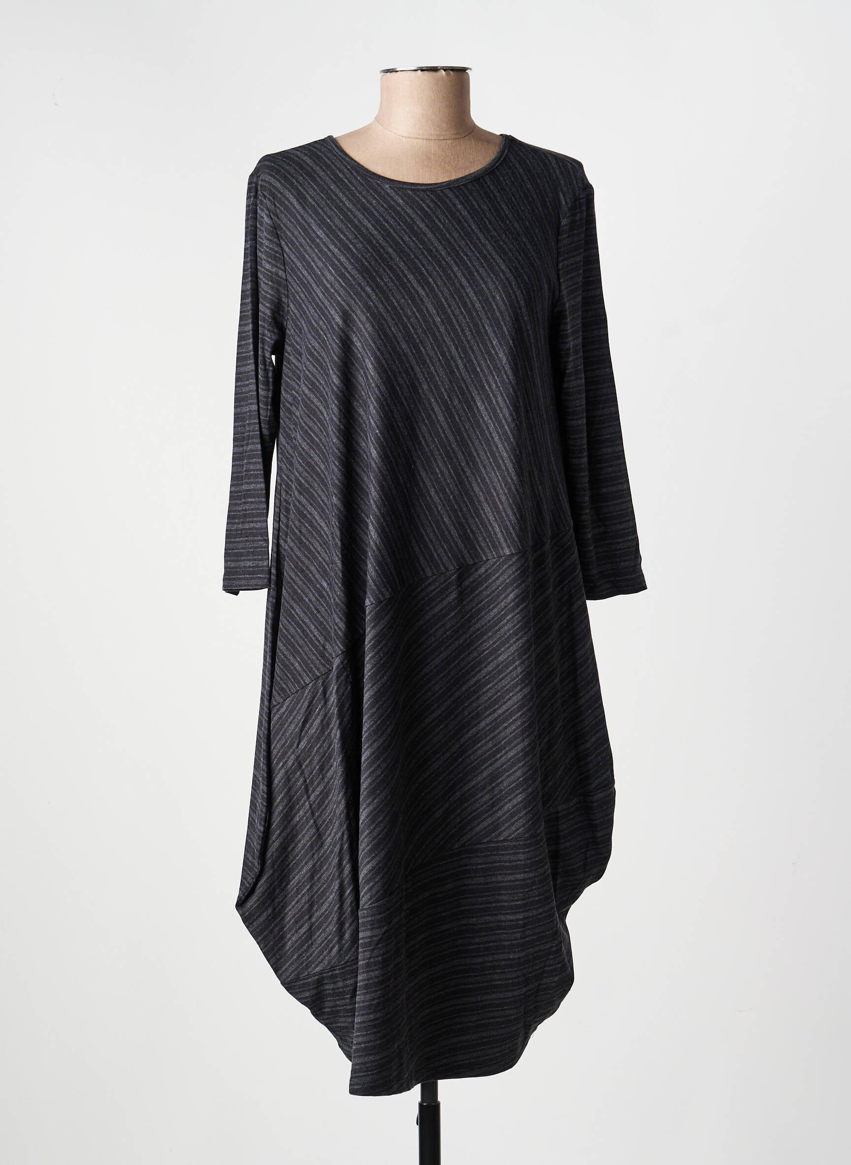 Rochie midi imprimeu fantezie mâneci lungi gri KOZAN femeie