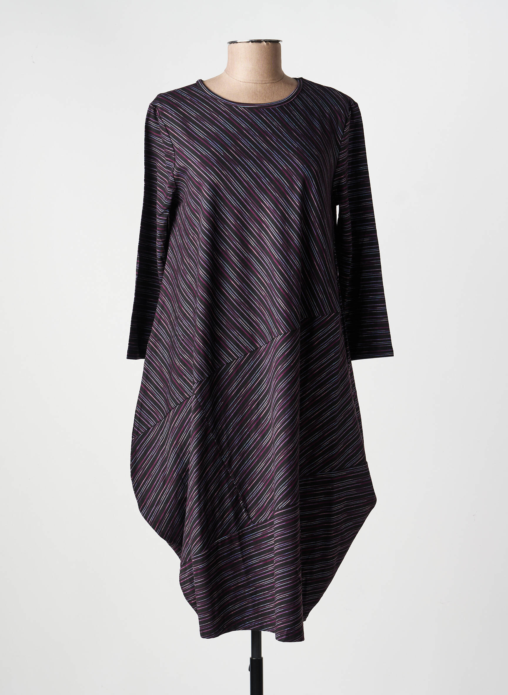 Rochie midi imprimeu fantezie mâneci lungi negru KOZAN femeie