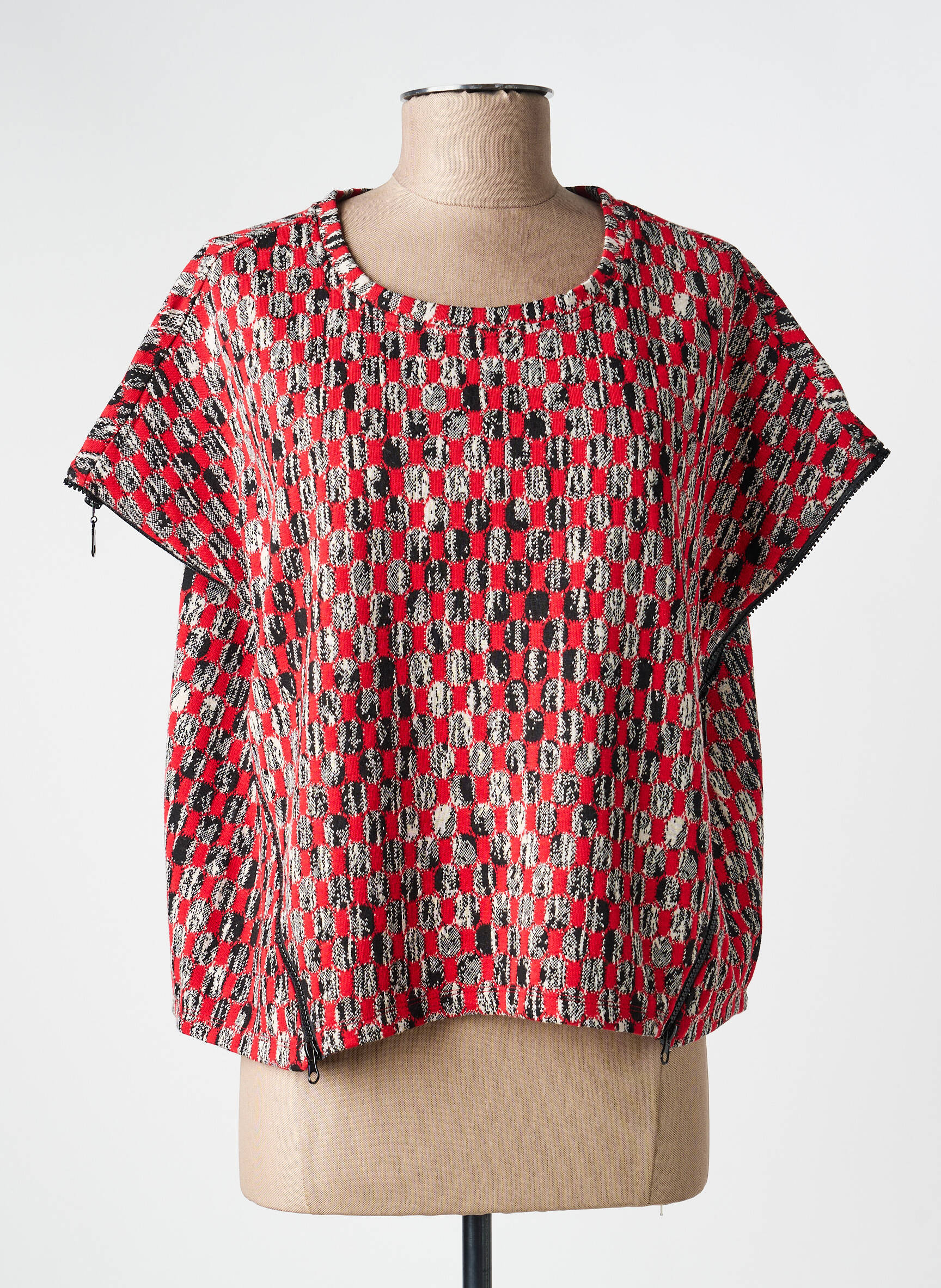 Tricou imprimeu fantezie mâneci scurte roșu KOZAN femeie