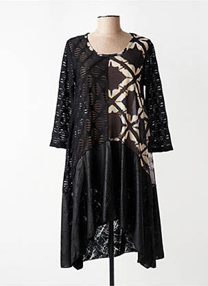 Rochie midi croială fluidă mâneci 3/4 negru KOZAN femeie