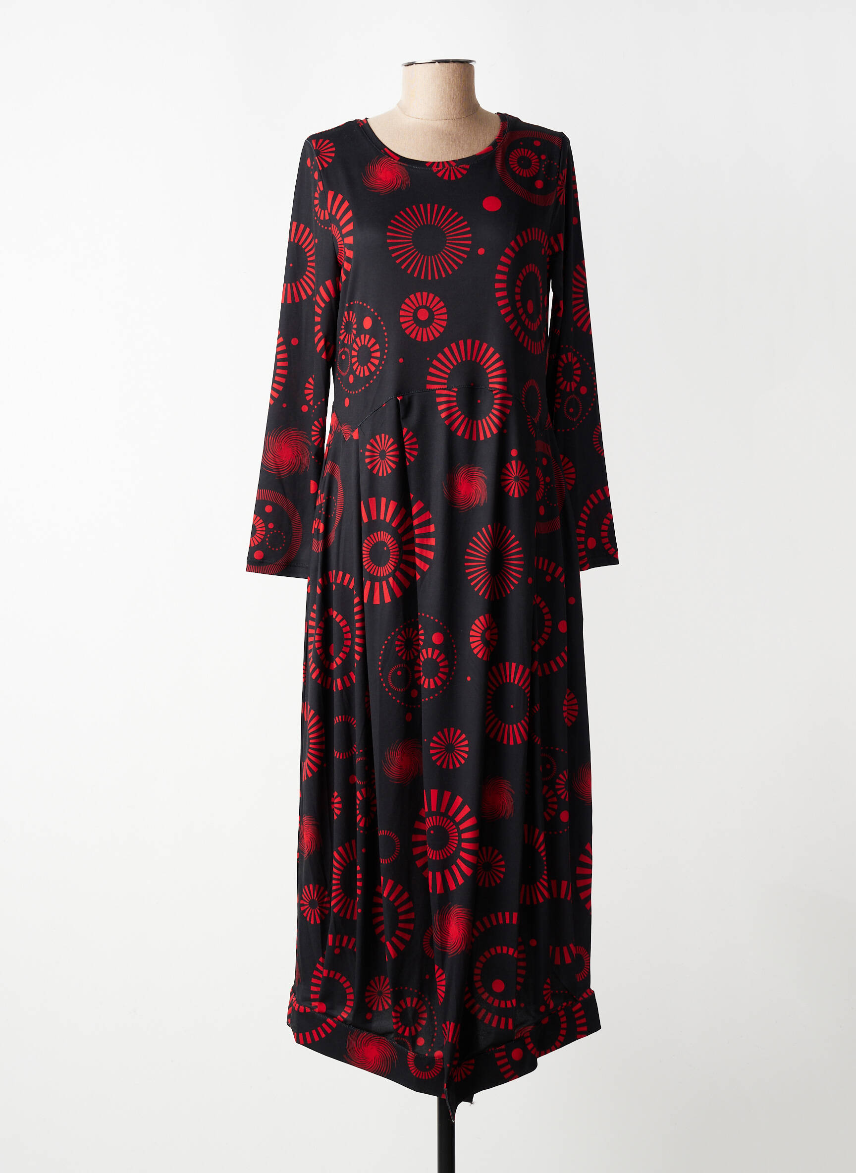 Rochie lungă mâneci lungi mâneci lungi roșu KOZAN femeie