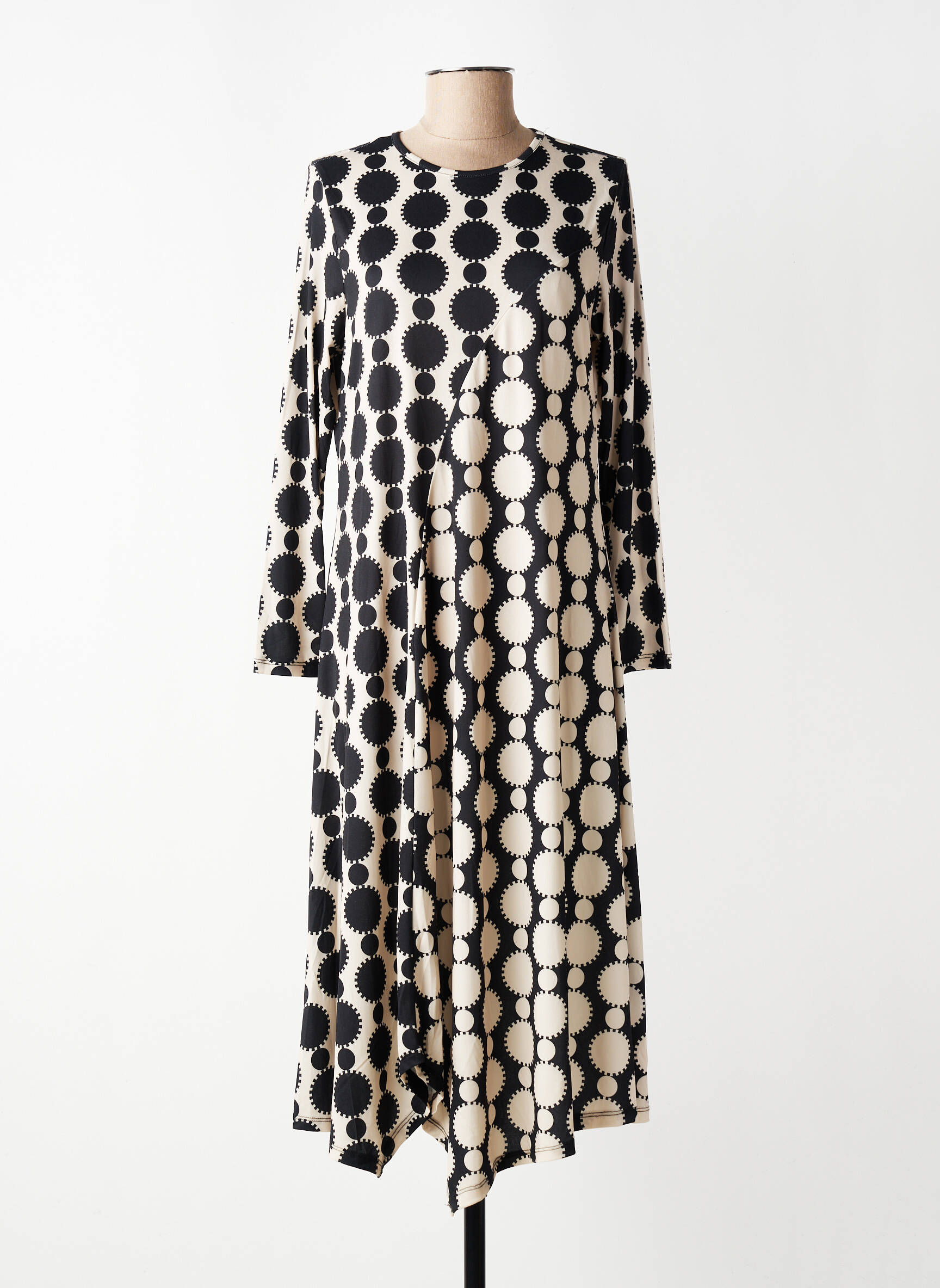 Rochie midi mâneci lungi mâneci lungi bej KOZAN femeie