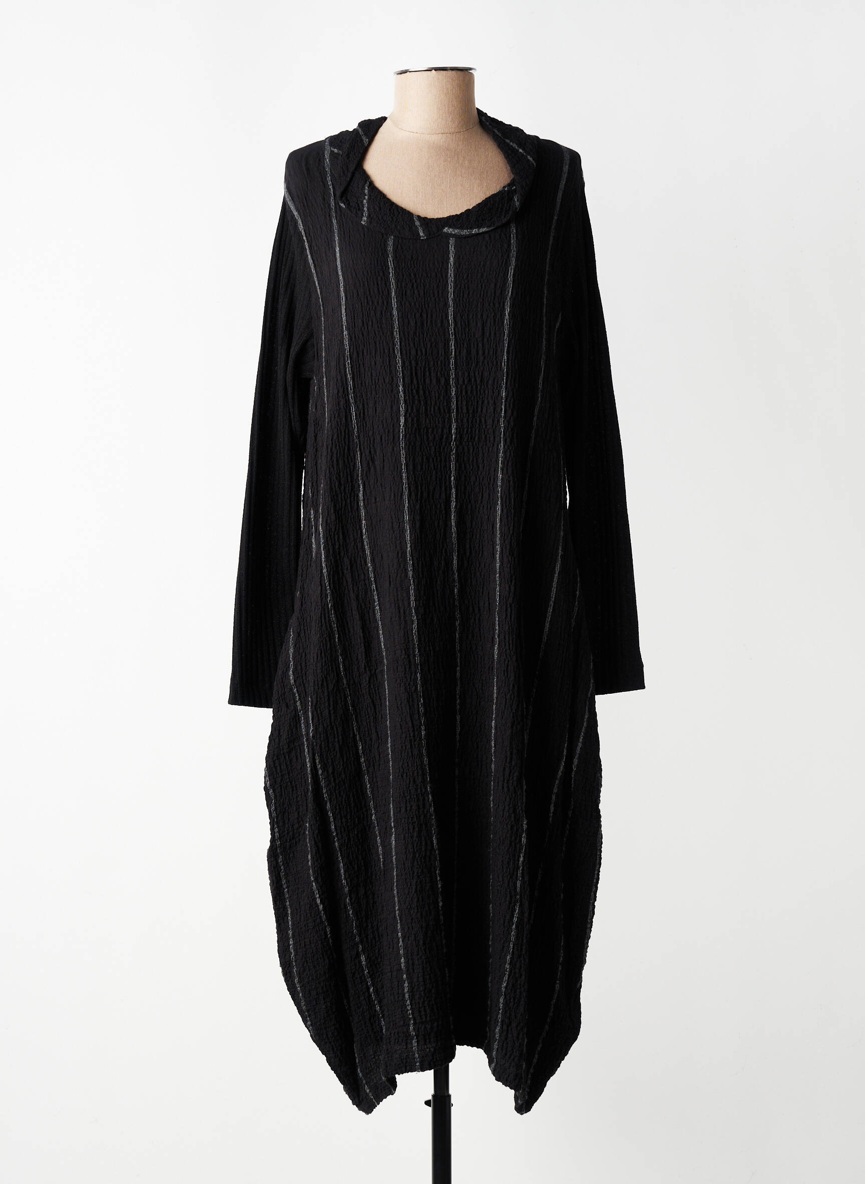 Rochie midi țesătură crep mâneci lungi negru GERSHON BRAM femeie