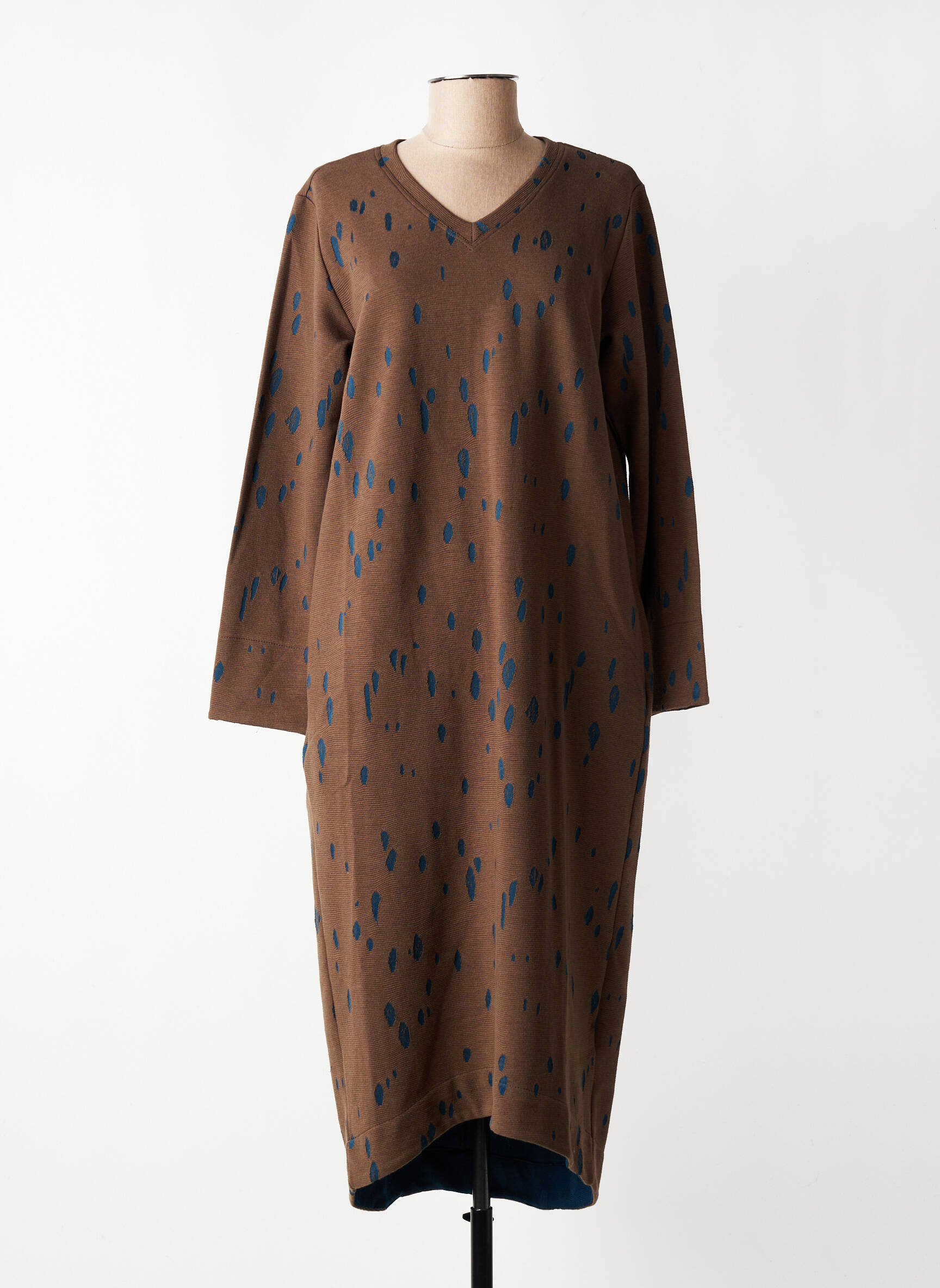 Rochie midi mâneci lungi mâneci lungi maro GERSHON BRAM femeie
