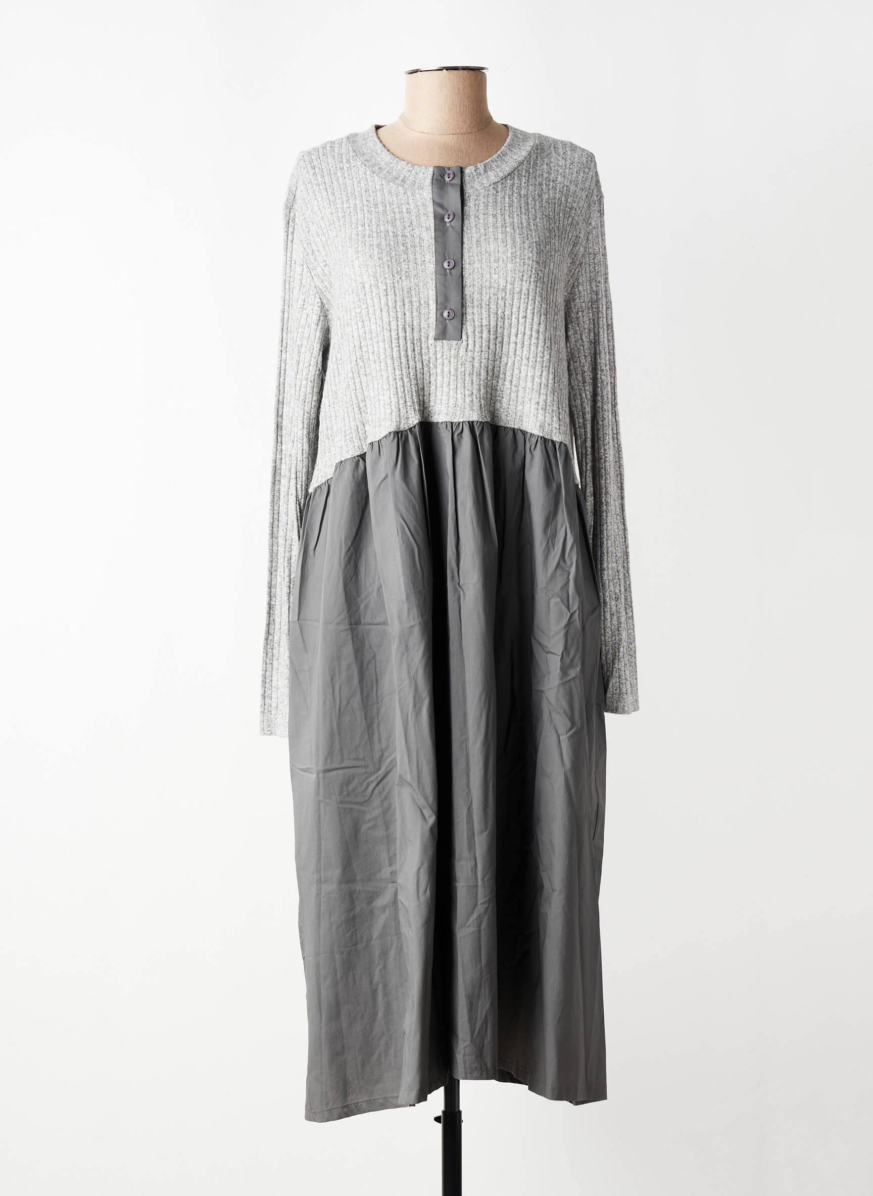 Rochie lungă mâneci lungi mâneci lungi gri GERSHON BRAM femeie