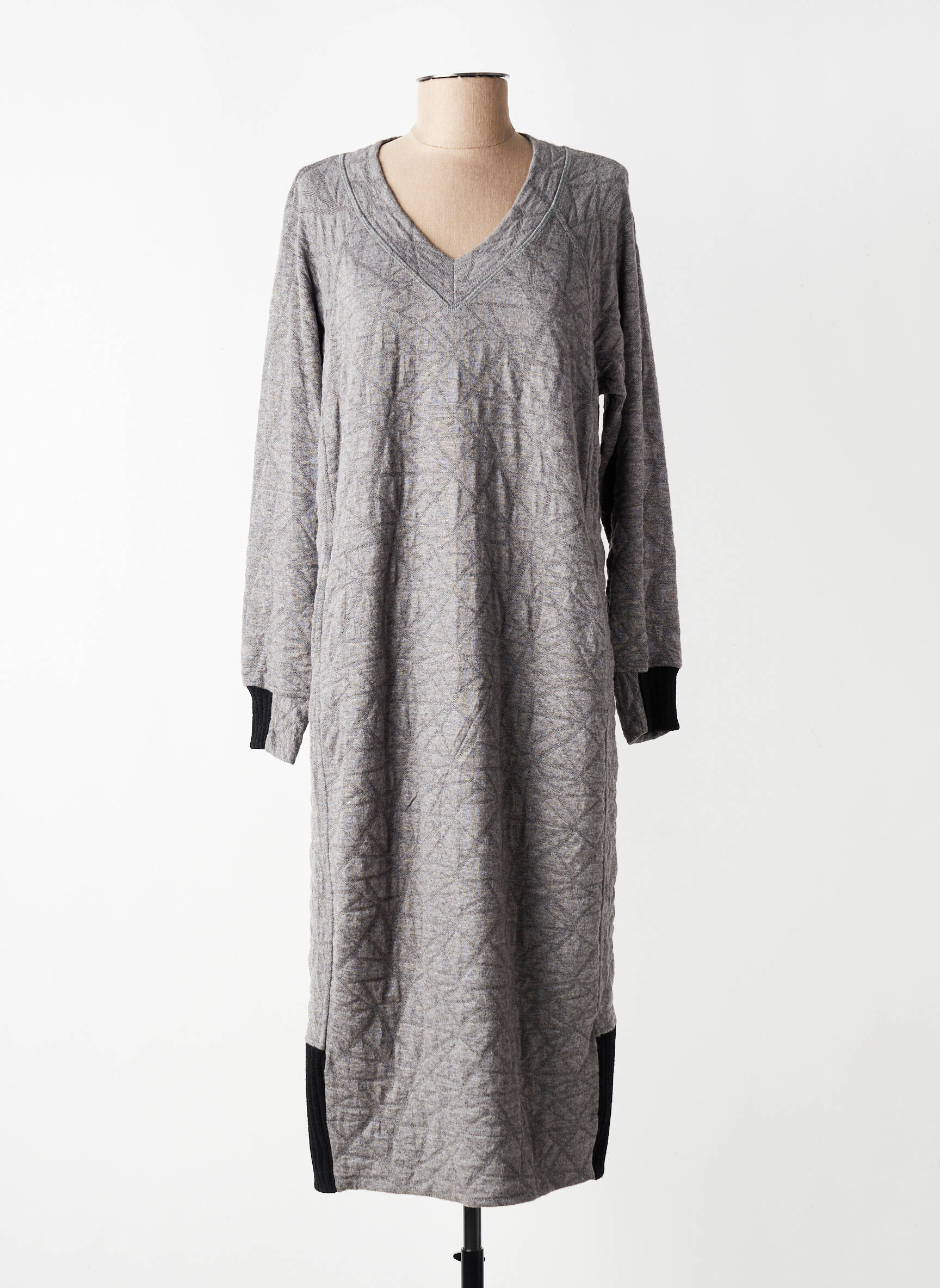 Rochie midi mâneci lungi mâneci lungi gri GERSHON BRAM femeie