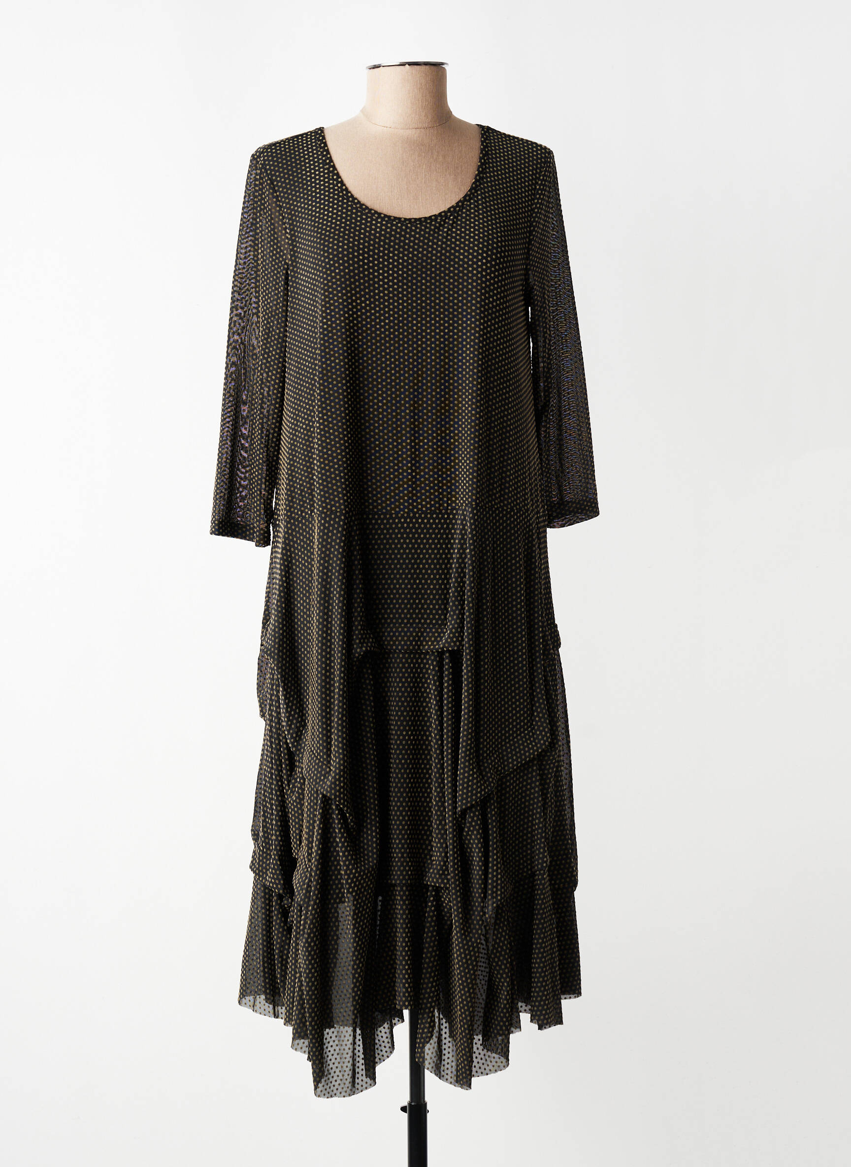 Rochie midi mâneci 3/4 mâneci 3/4 negru KOZAN femeie