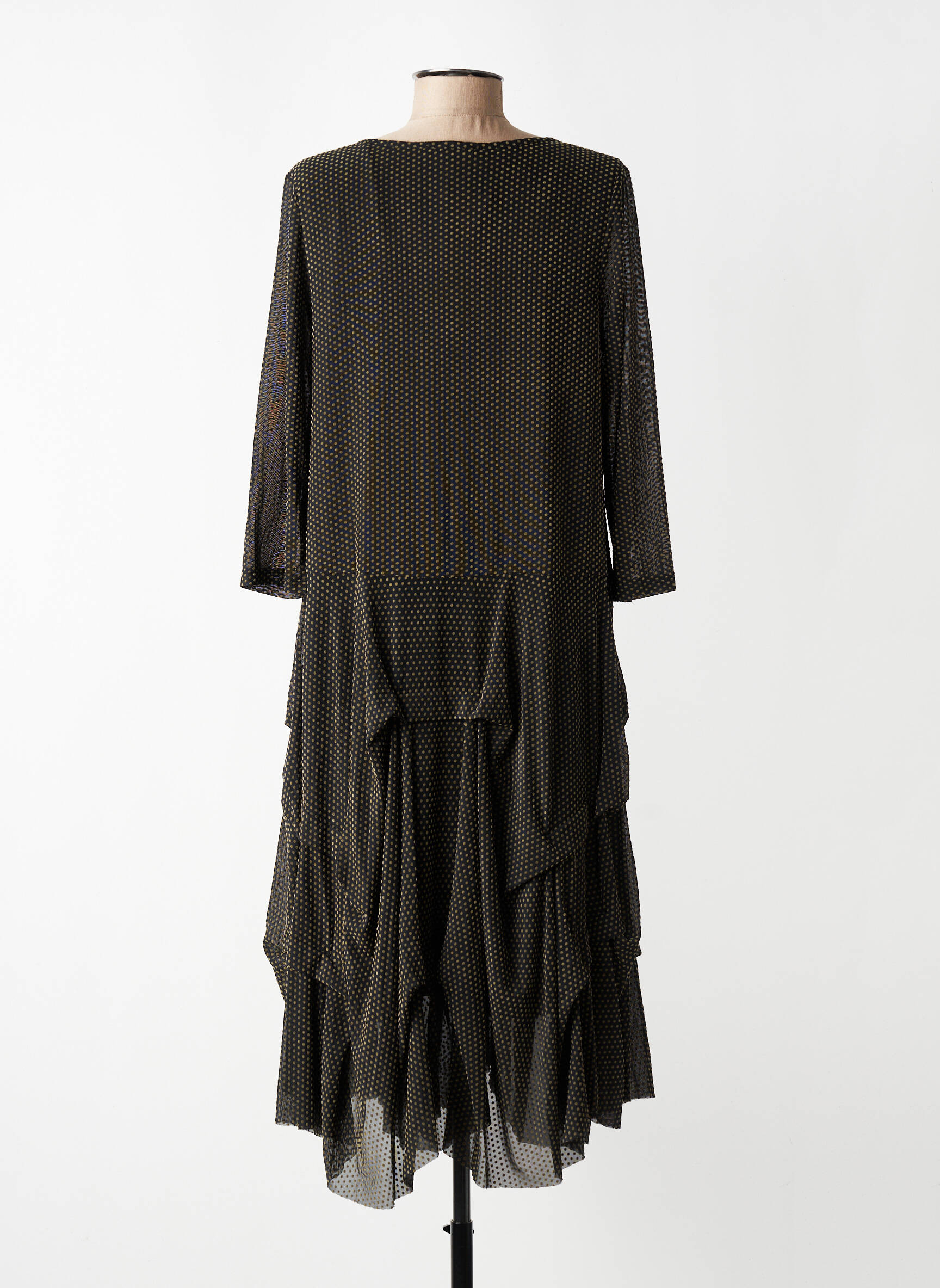 Rochie midi mâneci 3/4 mâneci 3/4 negru KOZAN femeie