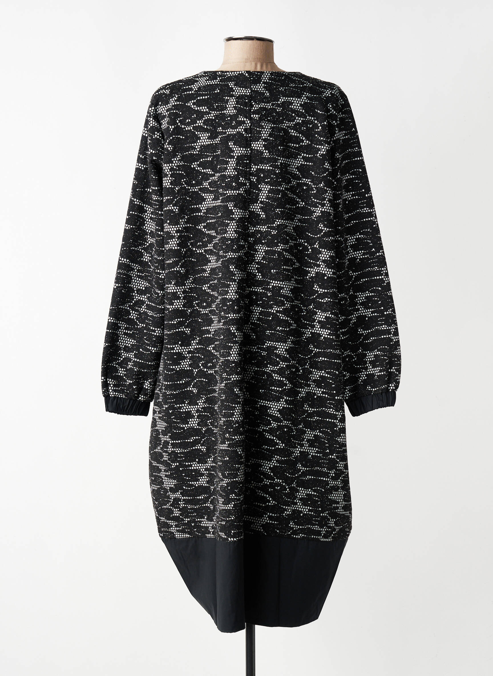 Rochie midi imprimeu fantezie mâneci lungi negru GERSHON BRAM femeie