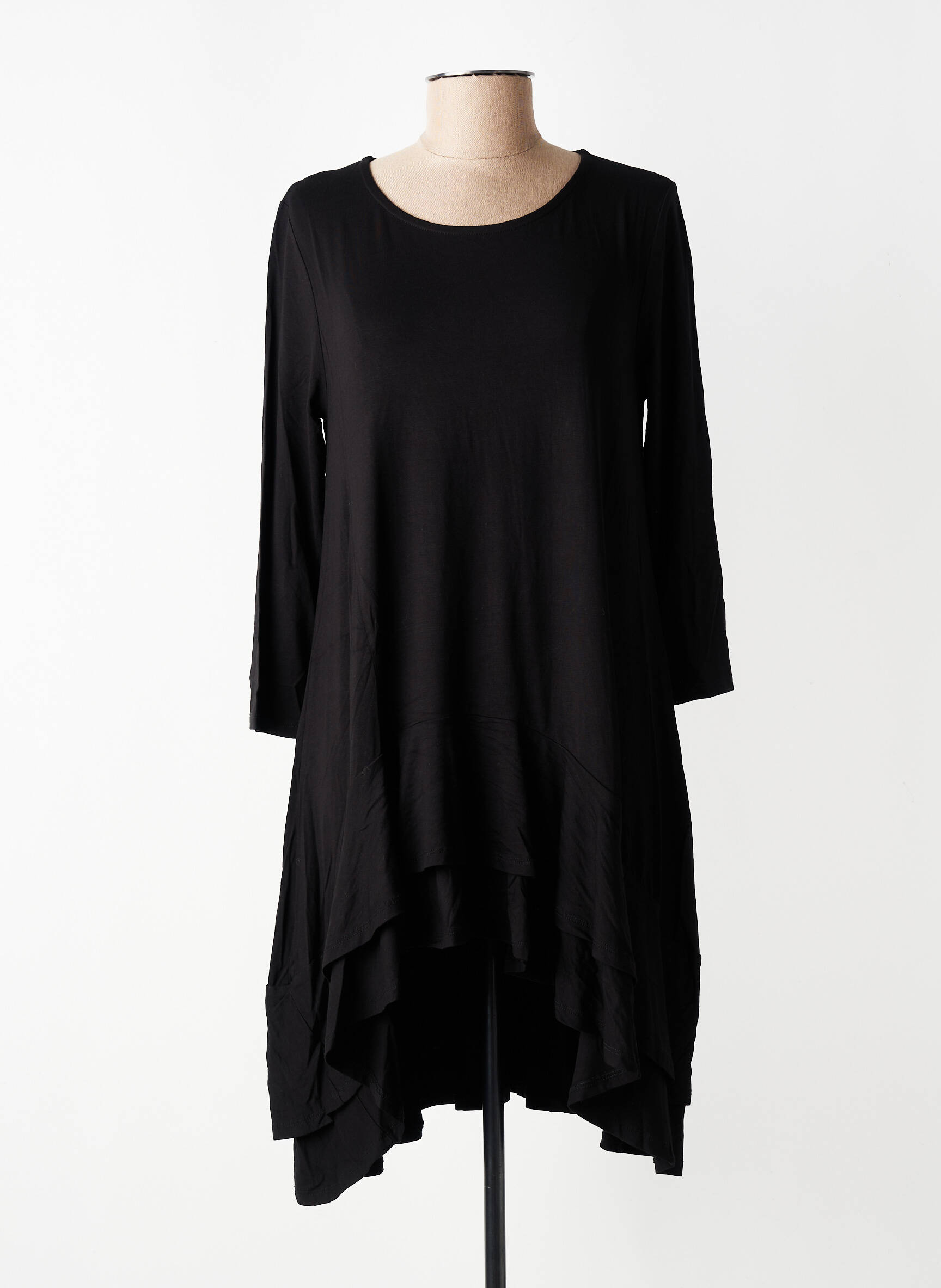 Rochie midi mâneci 3/4 mâneci 3/4 negru KOZAN femeie