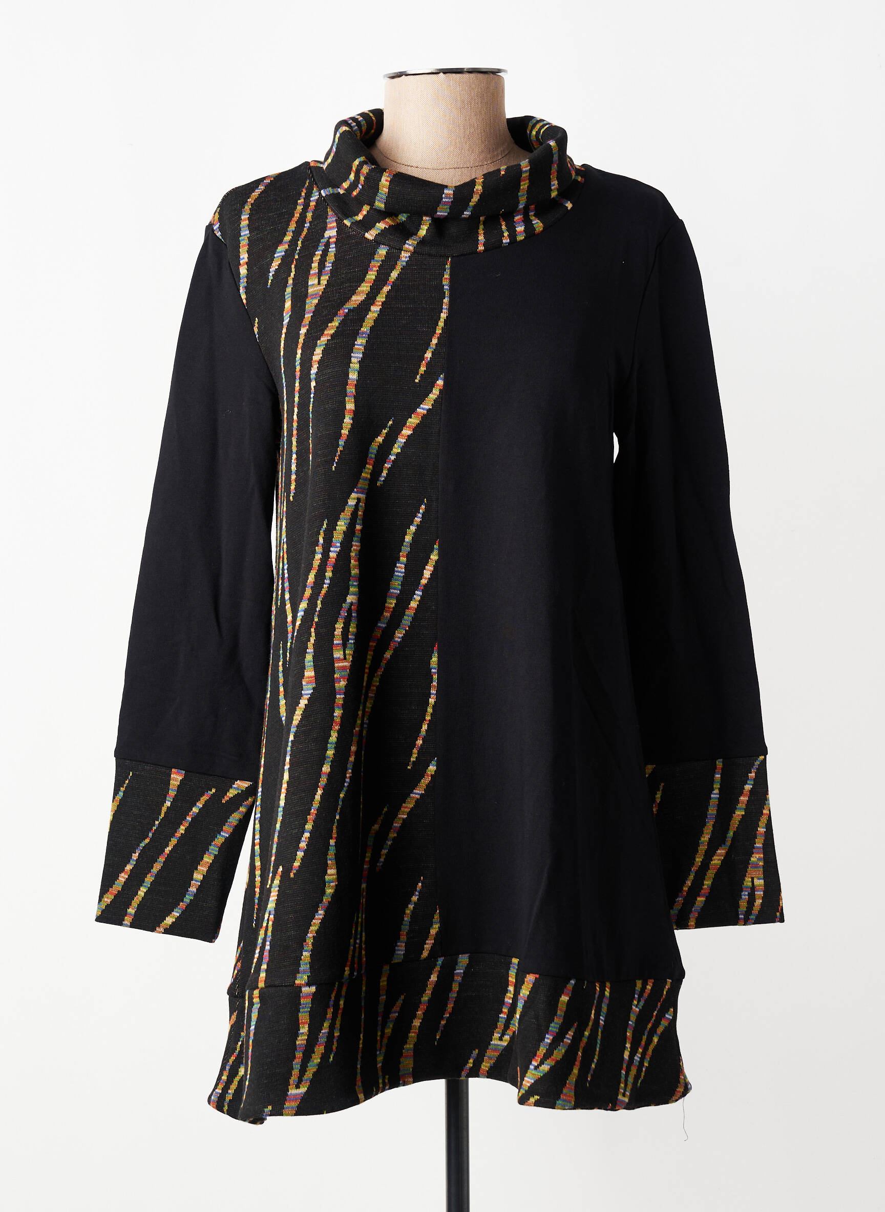 Pulover tunică elasticitate mâneci lungi negru KOZAN femeie