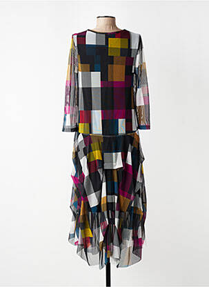 Rochie lungă croială fluidă mâneci 3/4 negru KOZAN femeie