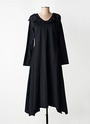 Rochie midi țesătură crep mâneci lungi negru KOZAN femeie