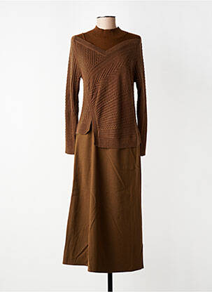 Rochie lungă mâneci lungi mâneci lungi maro CPC femeie