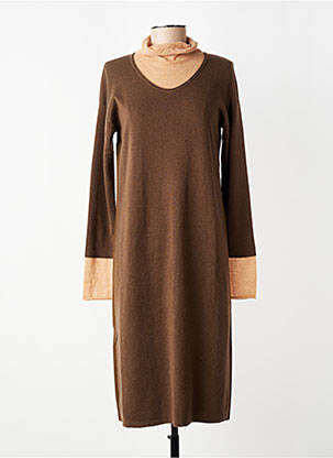 Rochie midi imprimeu fantezie mâneci lungi maro CPC femeie
