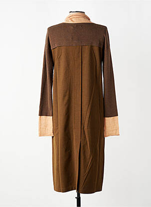 Rochie midi imprimeu fantezie mâneci lungi maro CPC femeie