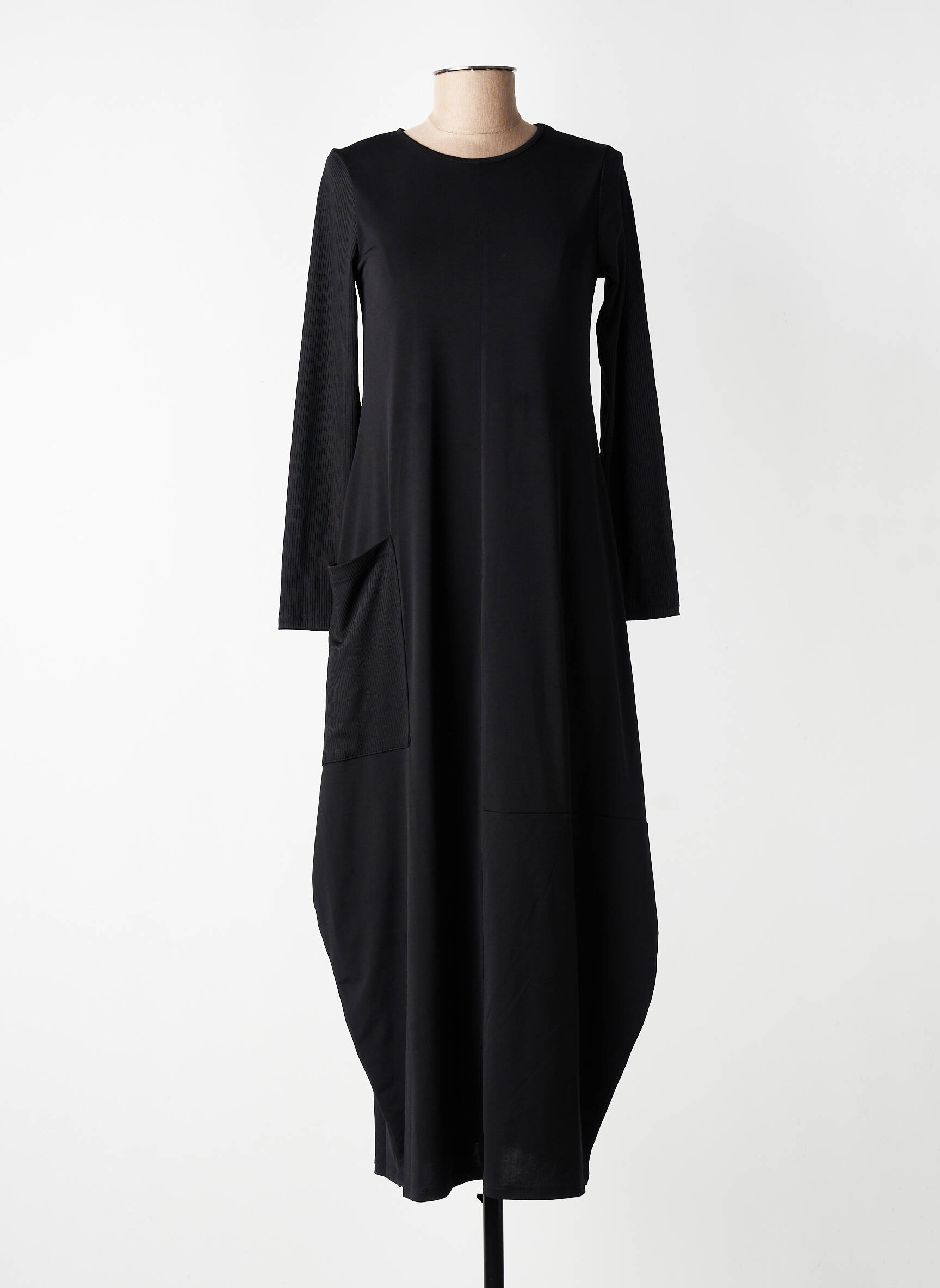 Rochie lungă mâneci lungi mâneci lungi negru KOZAN femeie
