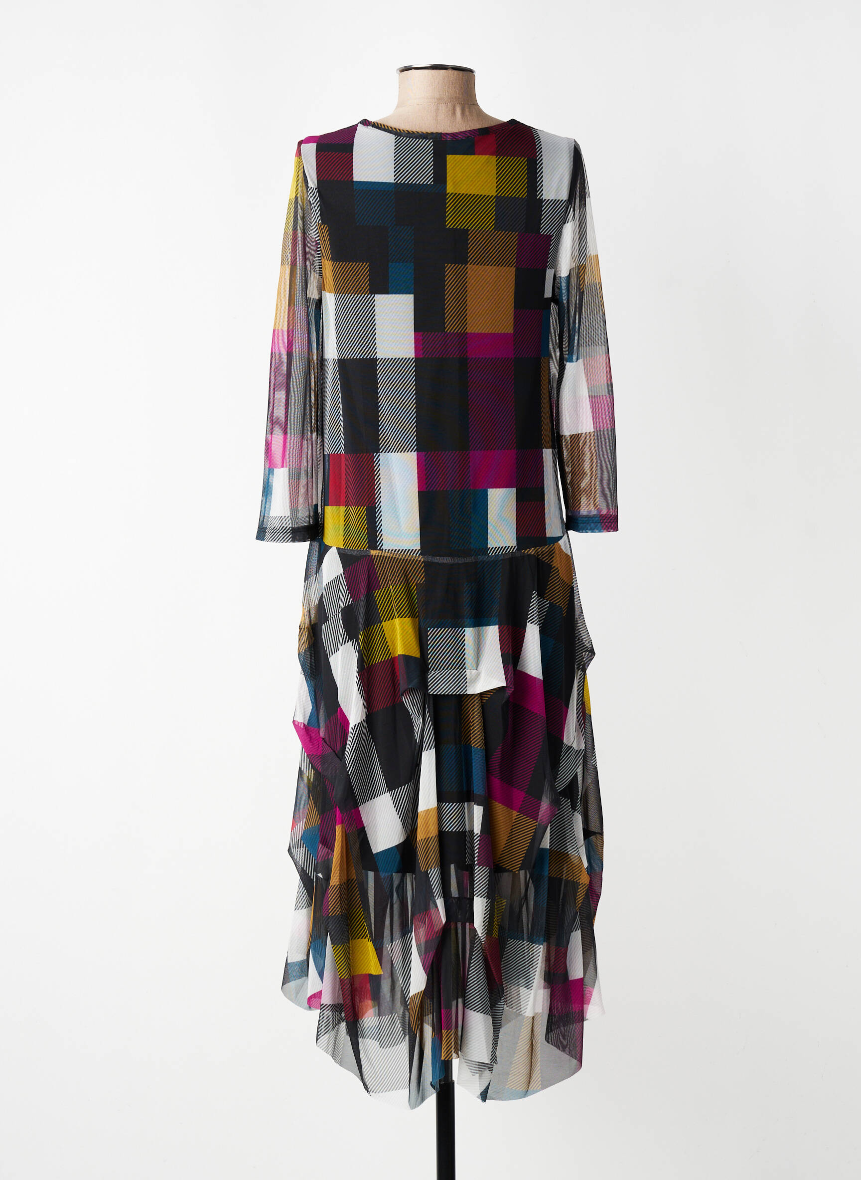 Rochie lungă croială fluidă mâneci 3/4 negru KOZAN femeie