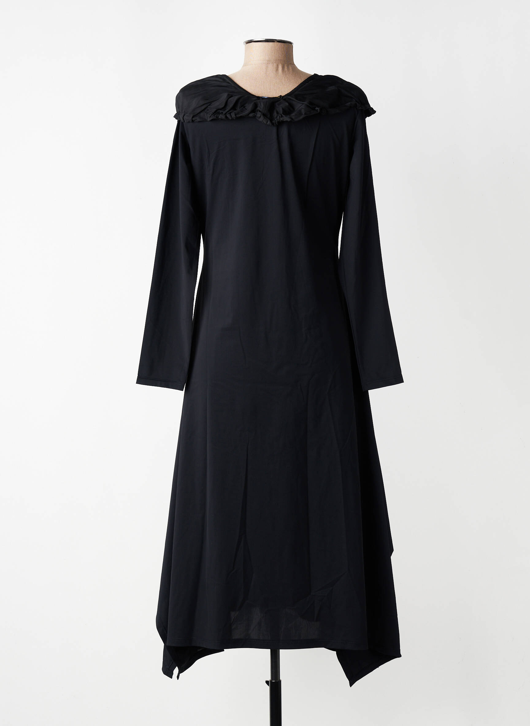 Rochie midi țesătură crep mâneci lungi negru KOZAN femeie
