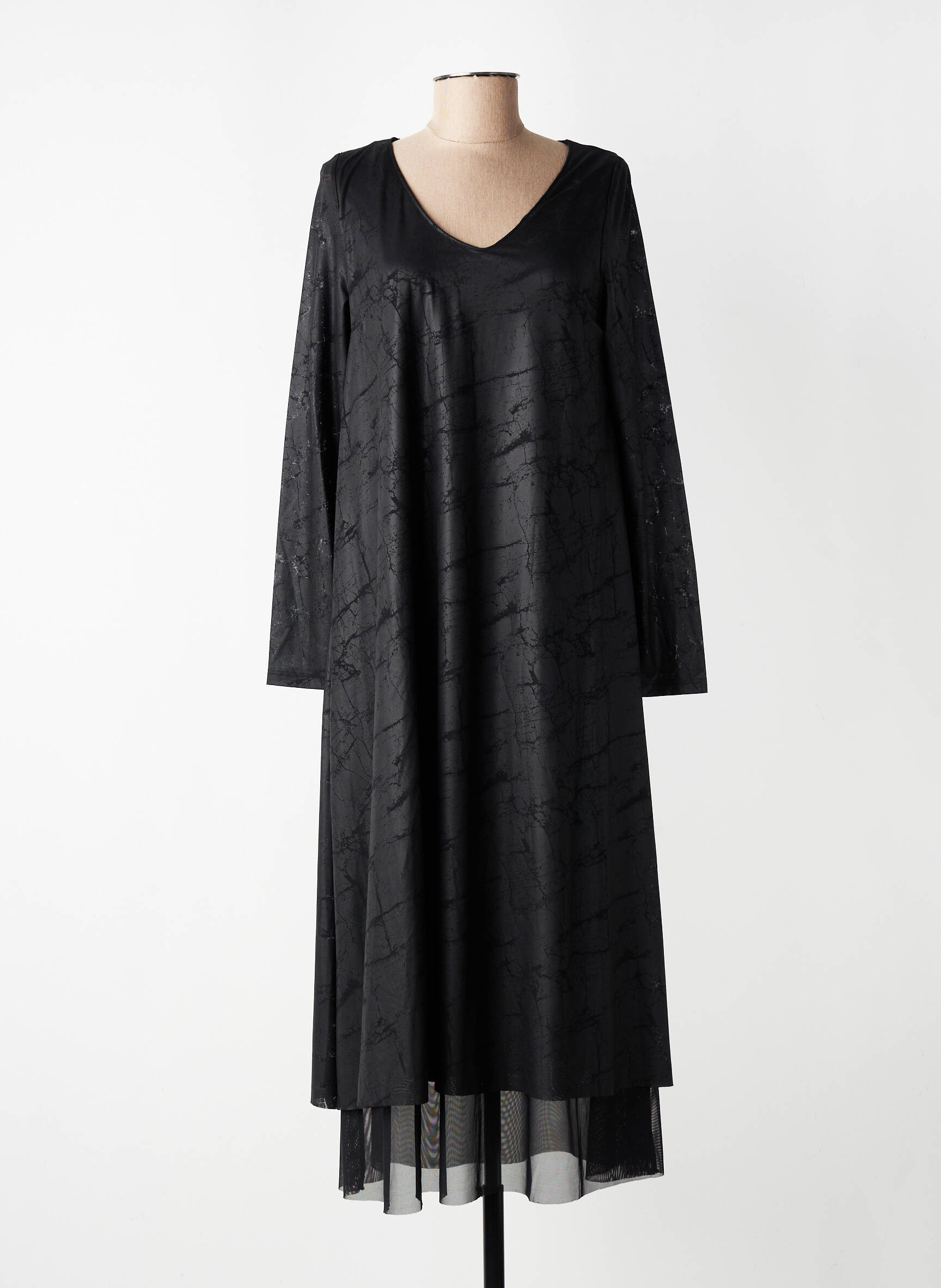 Rochie lungă mâneci lungi mâneci lungi negru KOZAN femeie