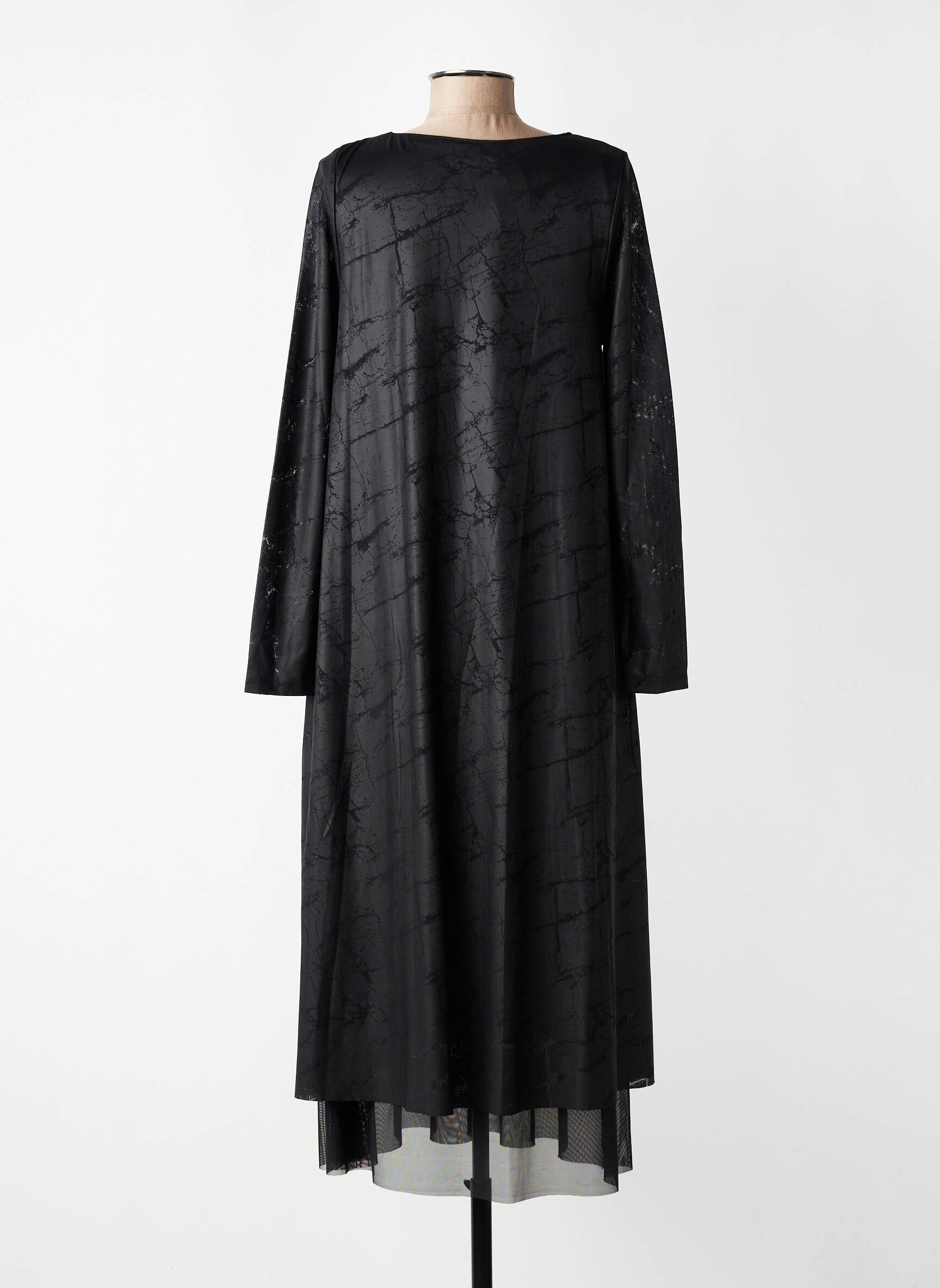 Rochie lungă mâneci lungi mâneci lungi negru KOZAN femeie