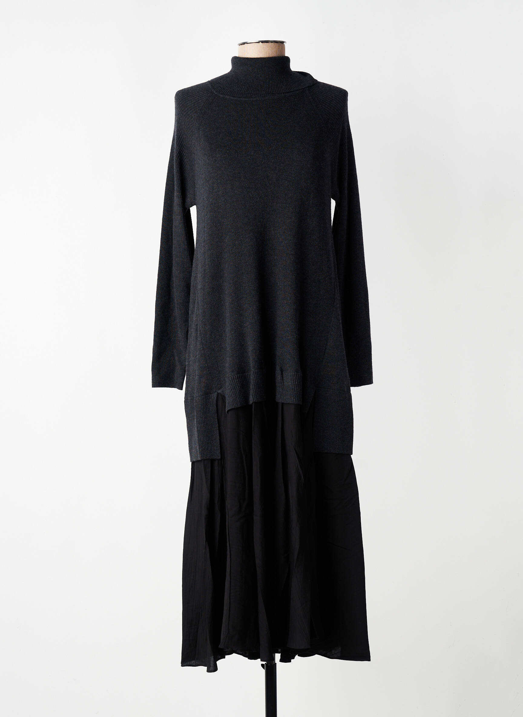 Rochie lungă mâneci lungi mâneci lungi gri CPC femeie