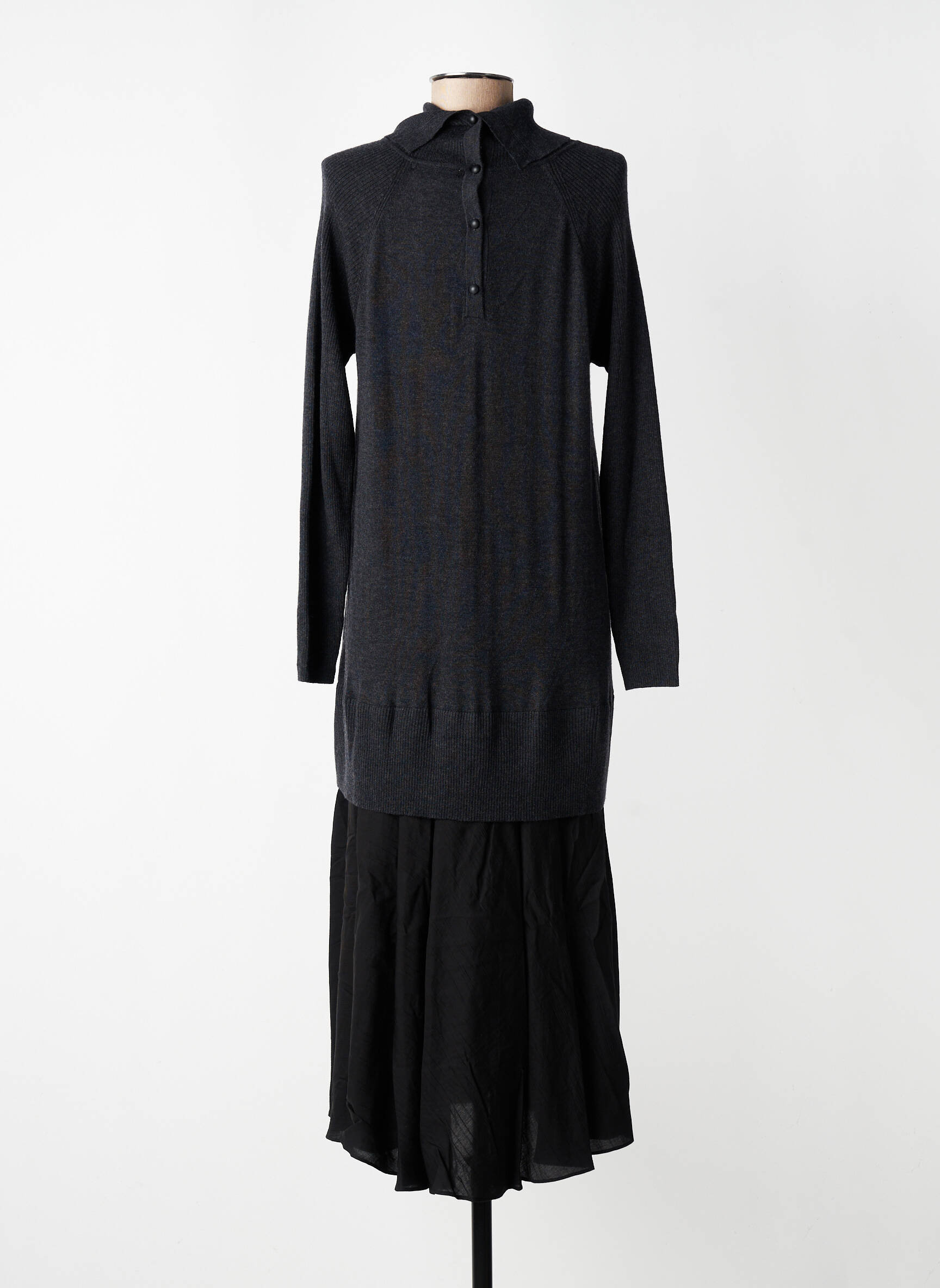 Rochie lungă mâneci lungi mâneci lungi gri CPC femeie