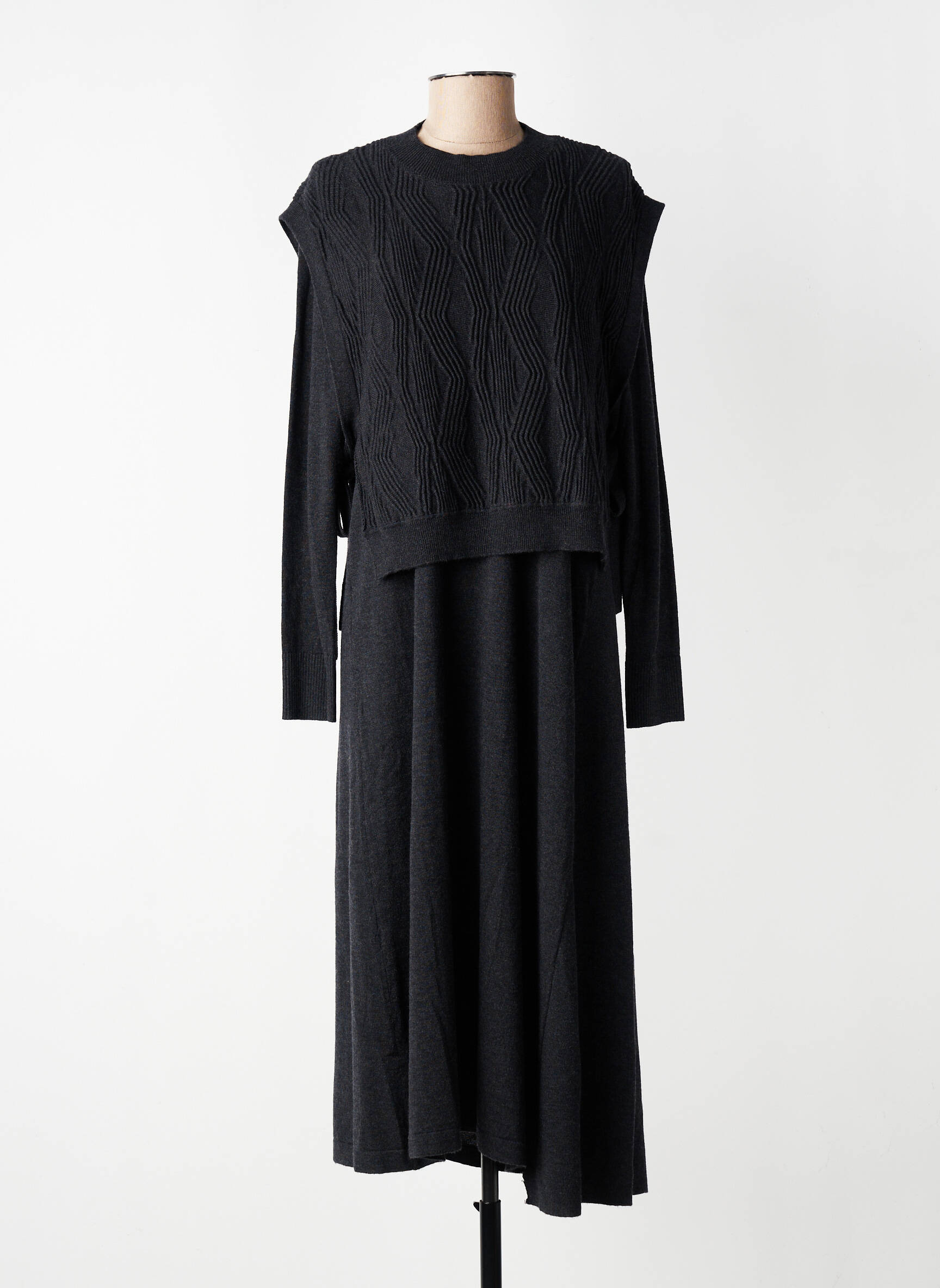 Rochie lungă mâneci lungi mâneci lungi gri CPC femeie