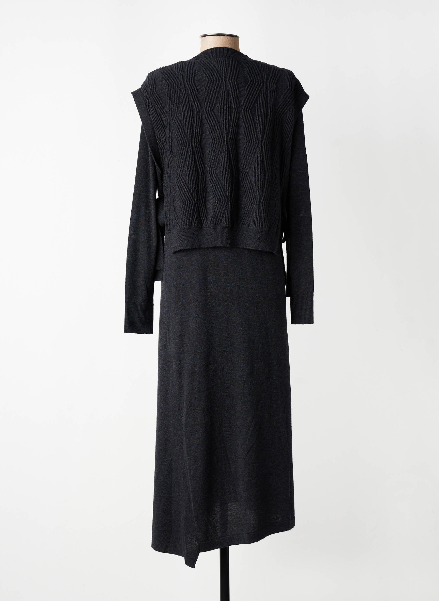 Rochie lungă mâneci lungi mâneci lungi gri CPC femeie
