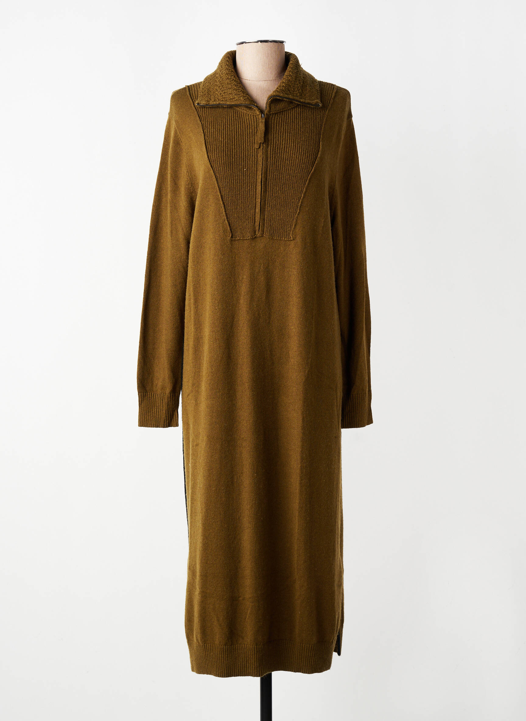 Rochie pulover elasticitate mâneci lungi verde CPC femeie