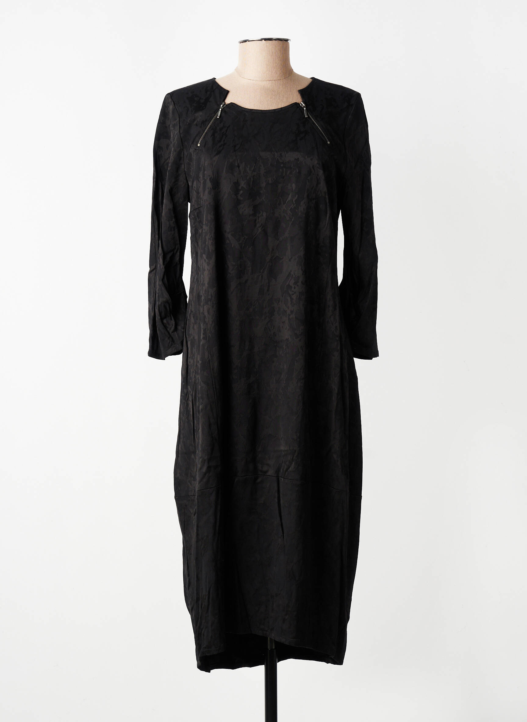 Rochie midi mâneci lungi mâneci lungi negru ELSEWHERE femeie