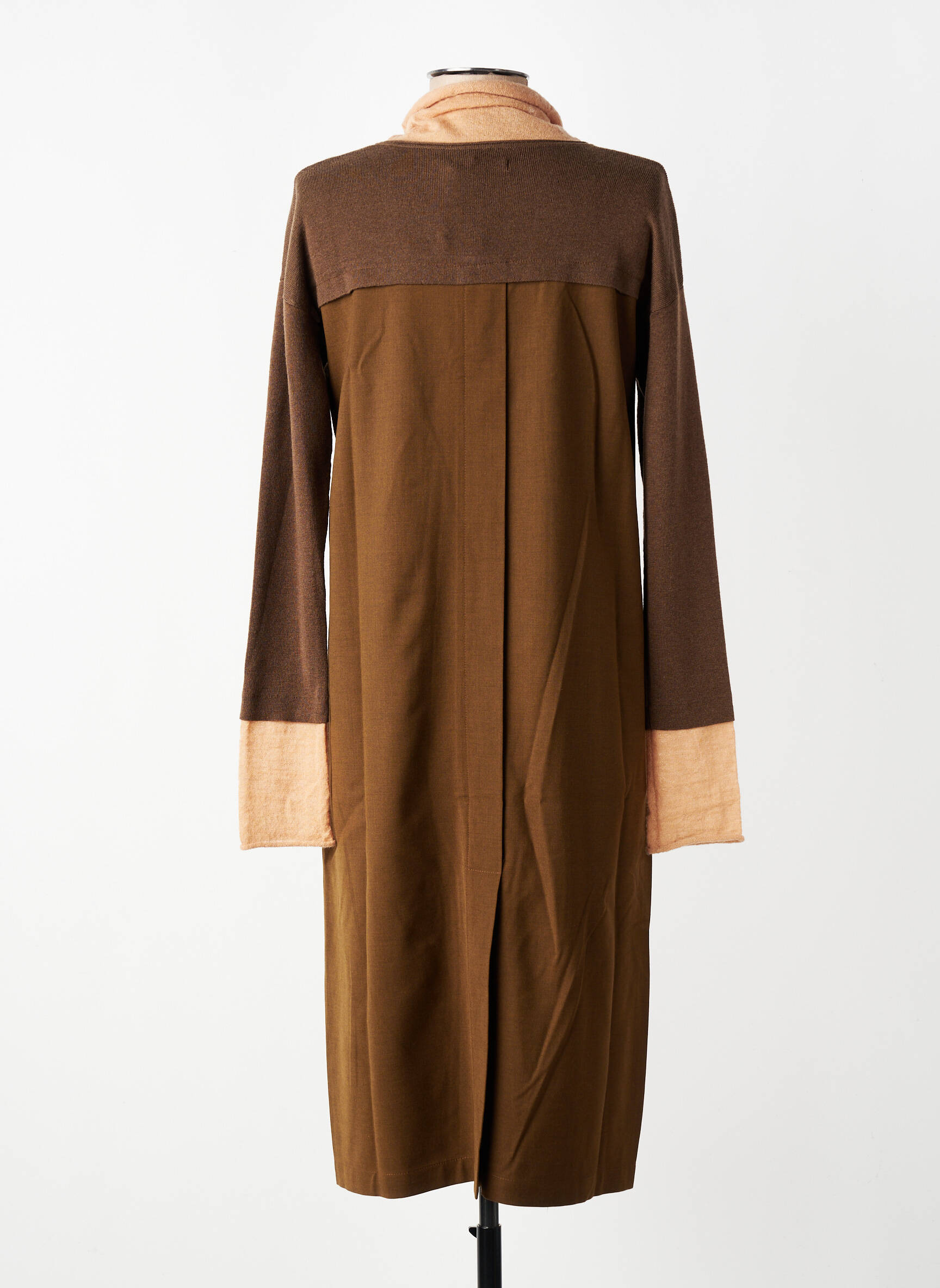 Rochie midi imprimeu fantezie mâneci lungi maro CPC femeie