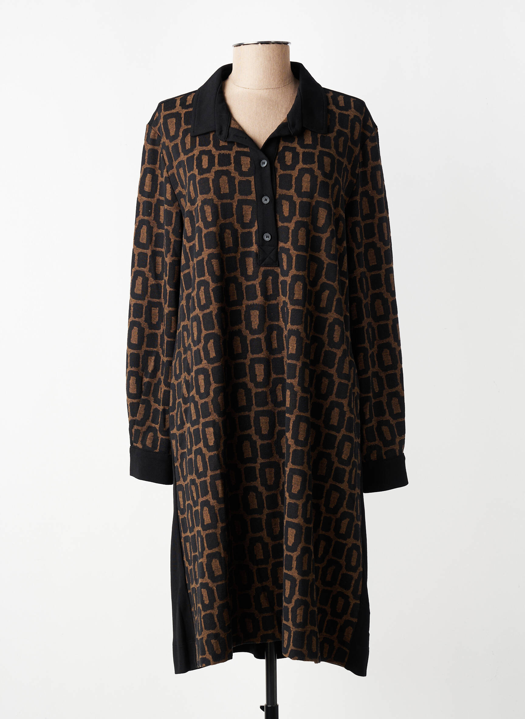 Rochie midi mâneci lungi mâneci lungi maro ALEMBIKA femeie