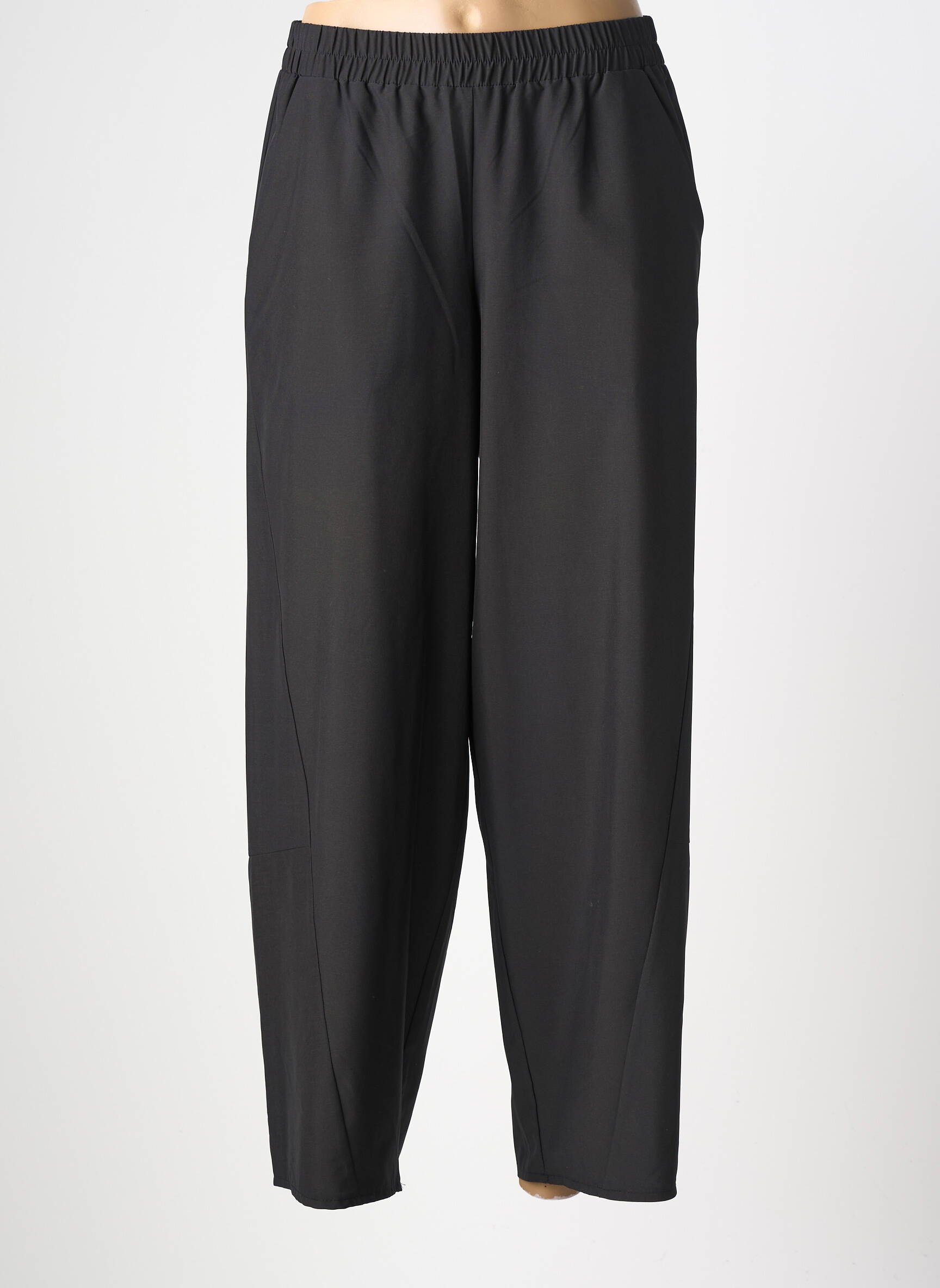 Pantalon drept țesătură poplin talie înaltă negru LUUKAA femeie