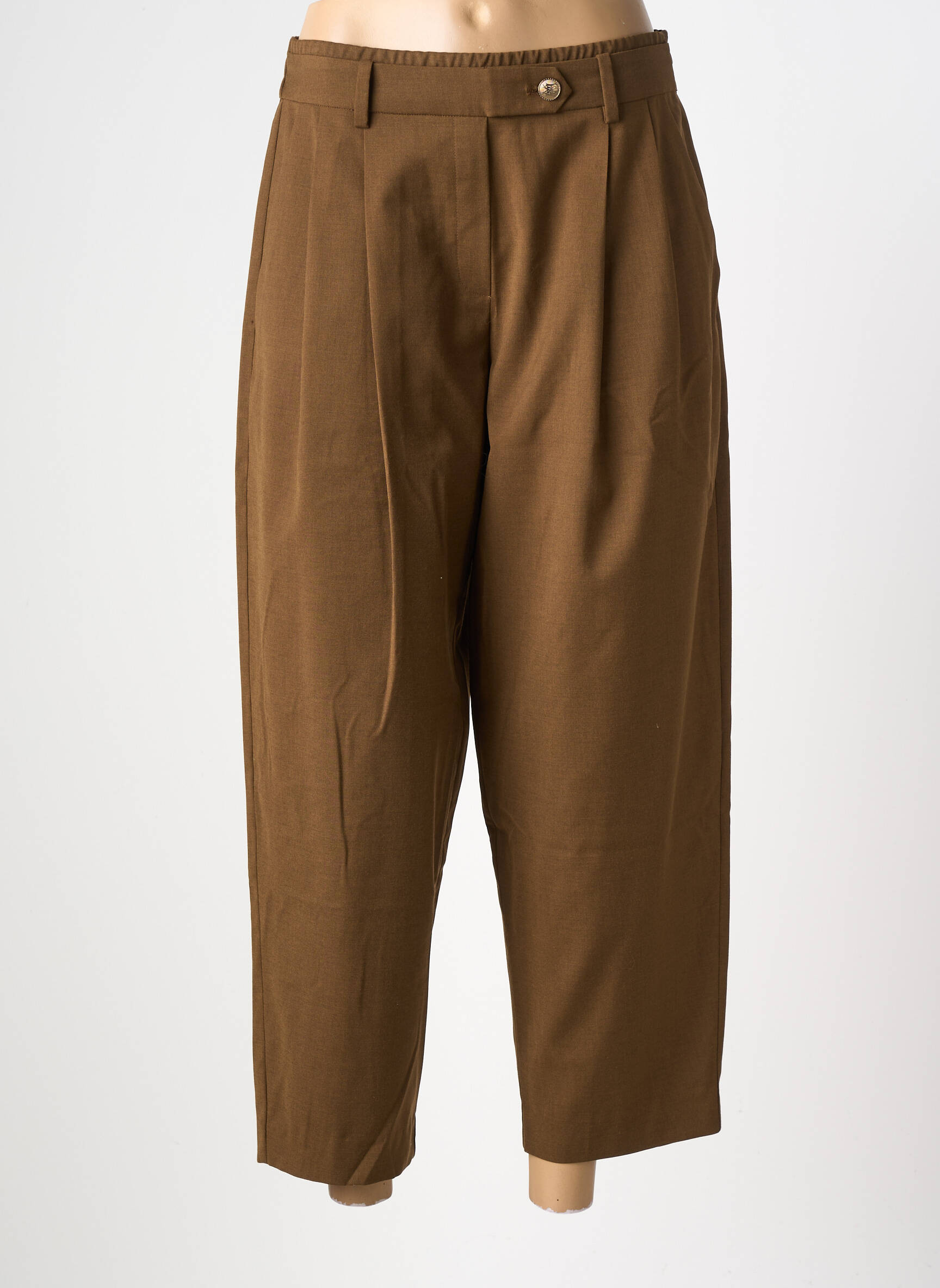 Pantalon 7/8 talie înaltă talie înaltă maro CPC femeie