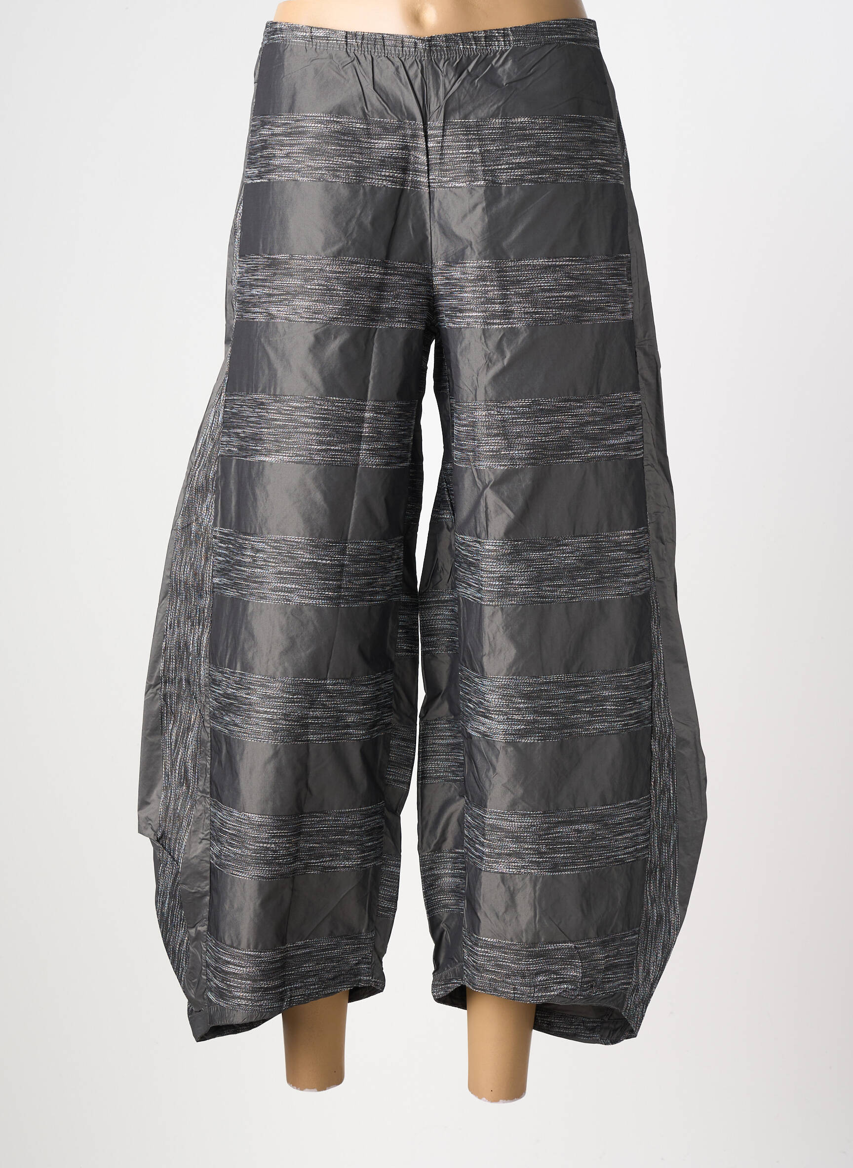 Pantalon 7/8 talie înaltă talie înaltă gri KOZAN femeie