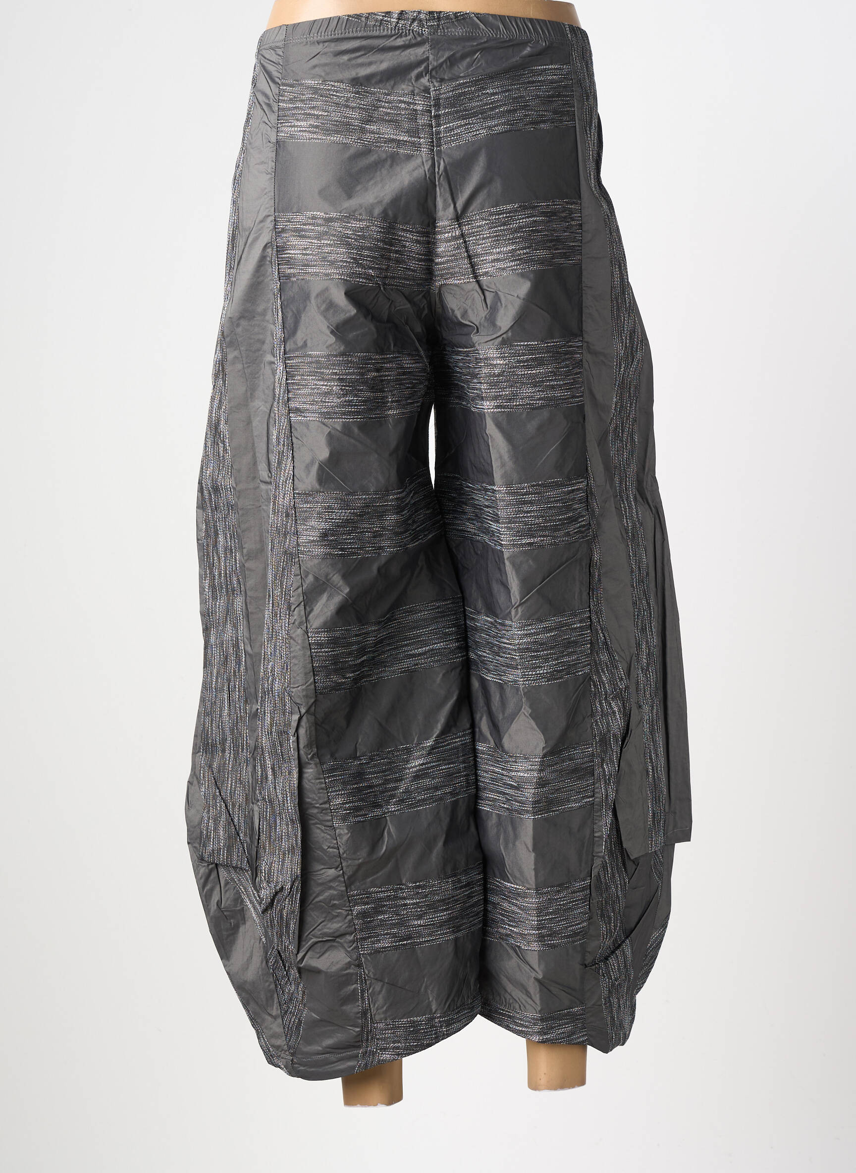 Pantalon 7/8 talie înaltă talie înaltă gri KOZAN femeie