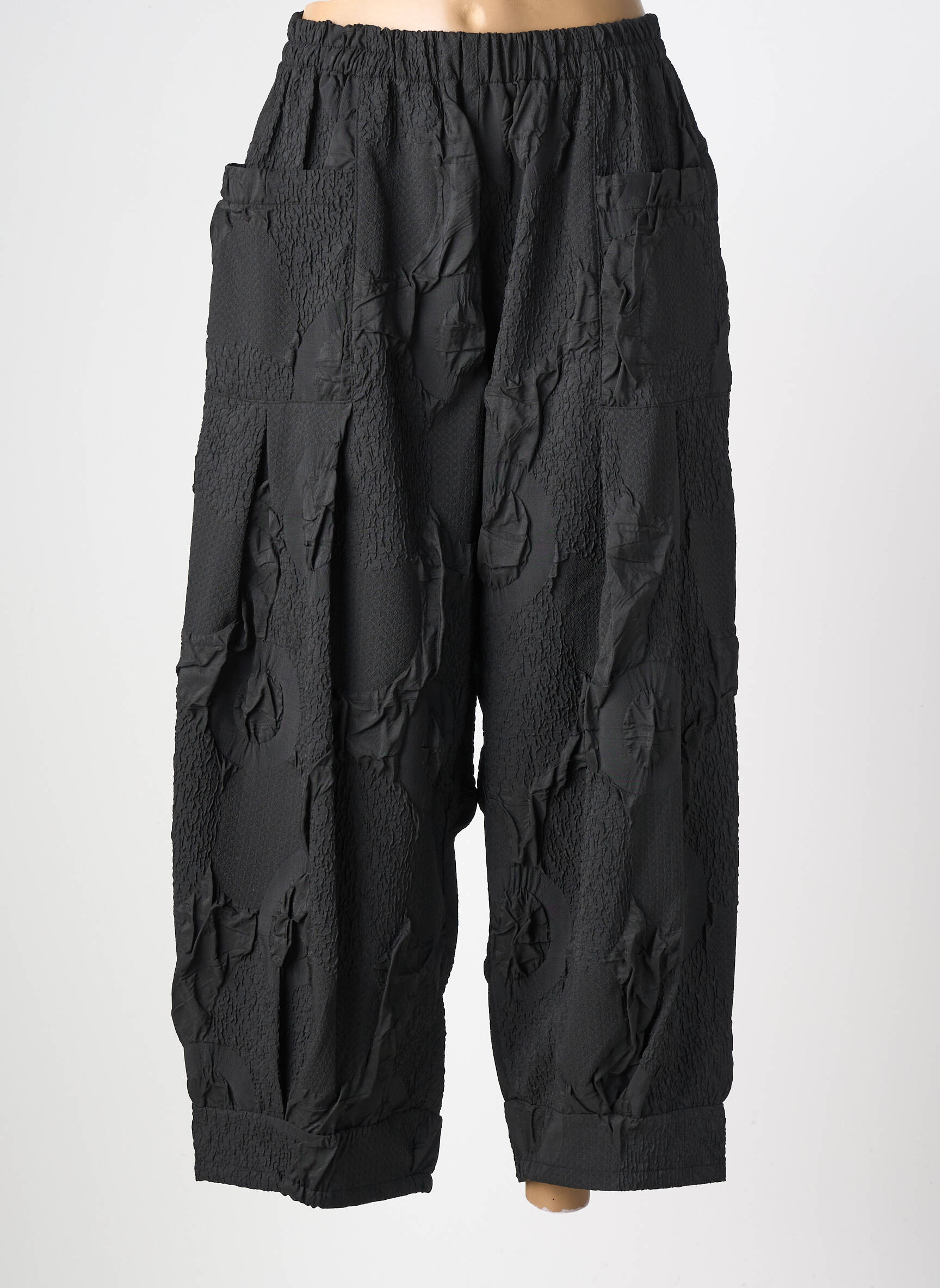 Pantalon larg buzunare mărime normală negru KOZAN femeie