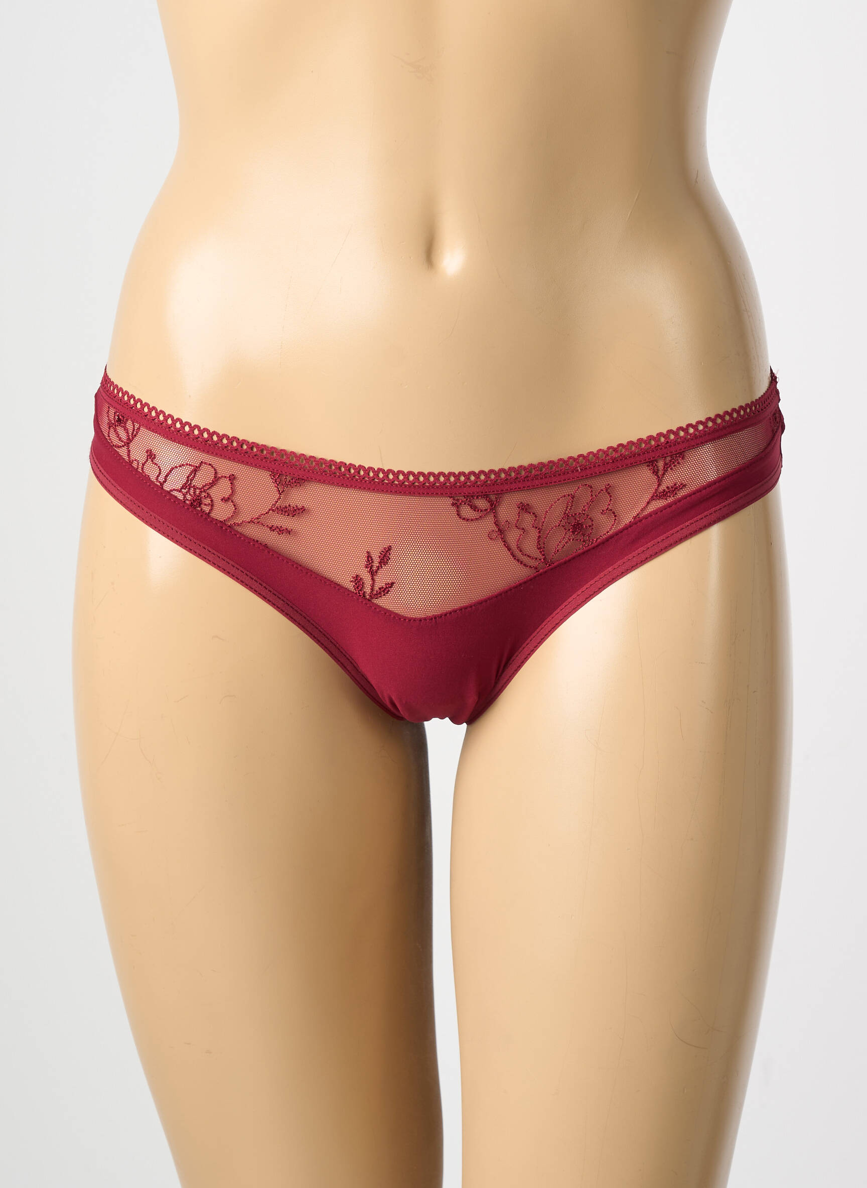 Tanga efect material satinat roșu PASSIONATA femeie