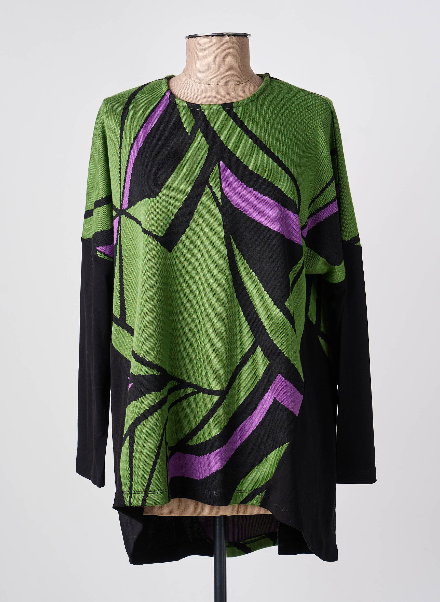 Pulover tunică elasticitate mâneci lungi verde EVER SASSY femeie