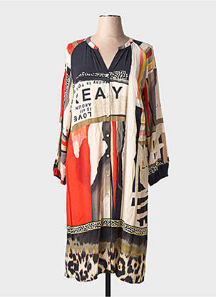 Rochie midi croială fluidă mâneci lungi bej TUZZI femeie