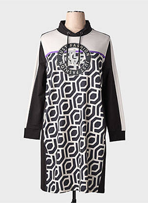 Rochie midi imprimeu fantezie mâneci lungi negru TUZZI femeie