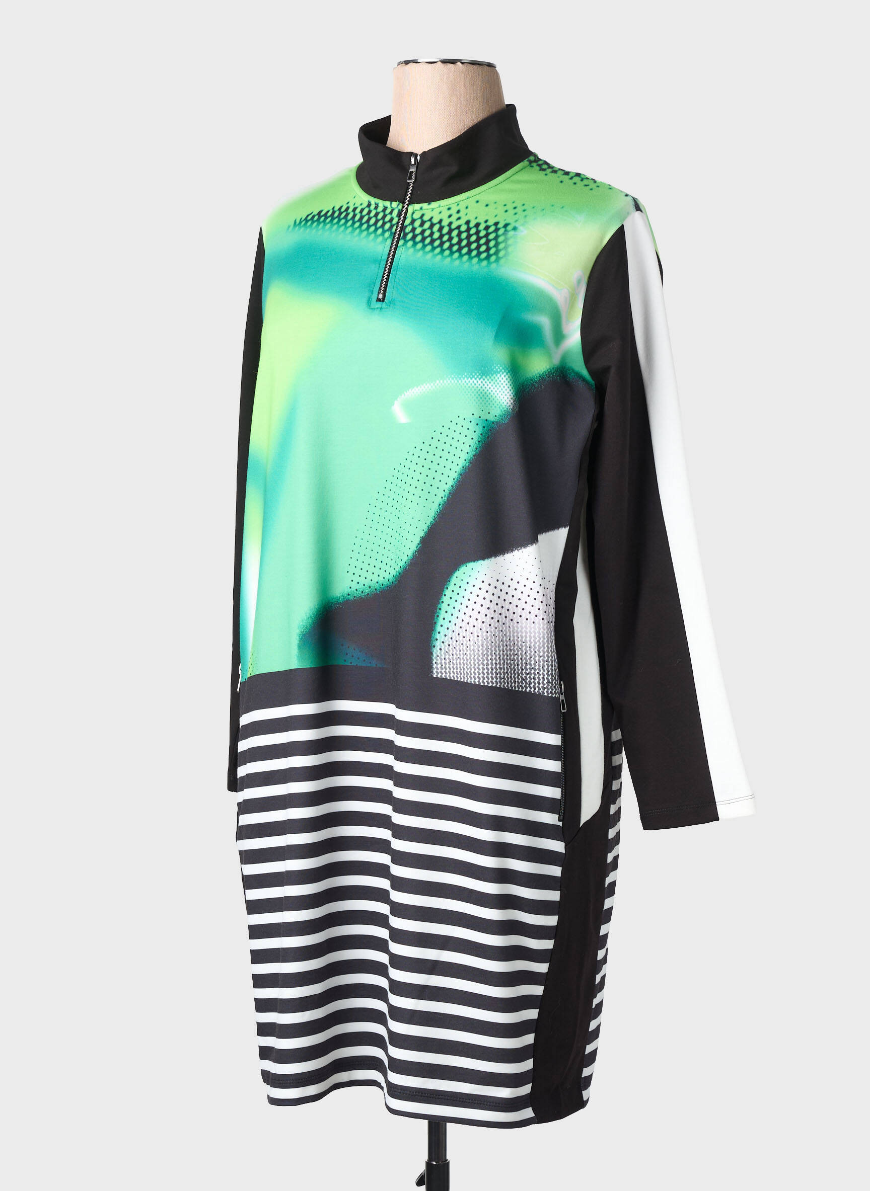 Rochie midi imprimeu fantezie mâneci lungi negru TUZZI femeie